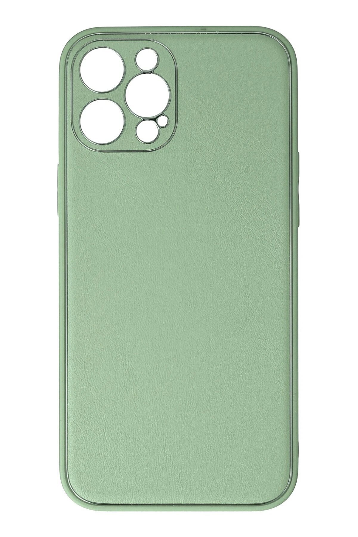 CepteToptan iPhone 12 Pro Kılıf Coco Deri Silikon Kapak - Açık Yeşil - DROPX9479-3560