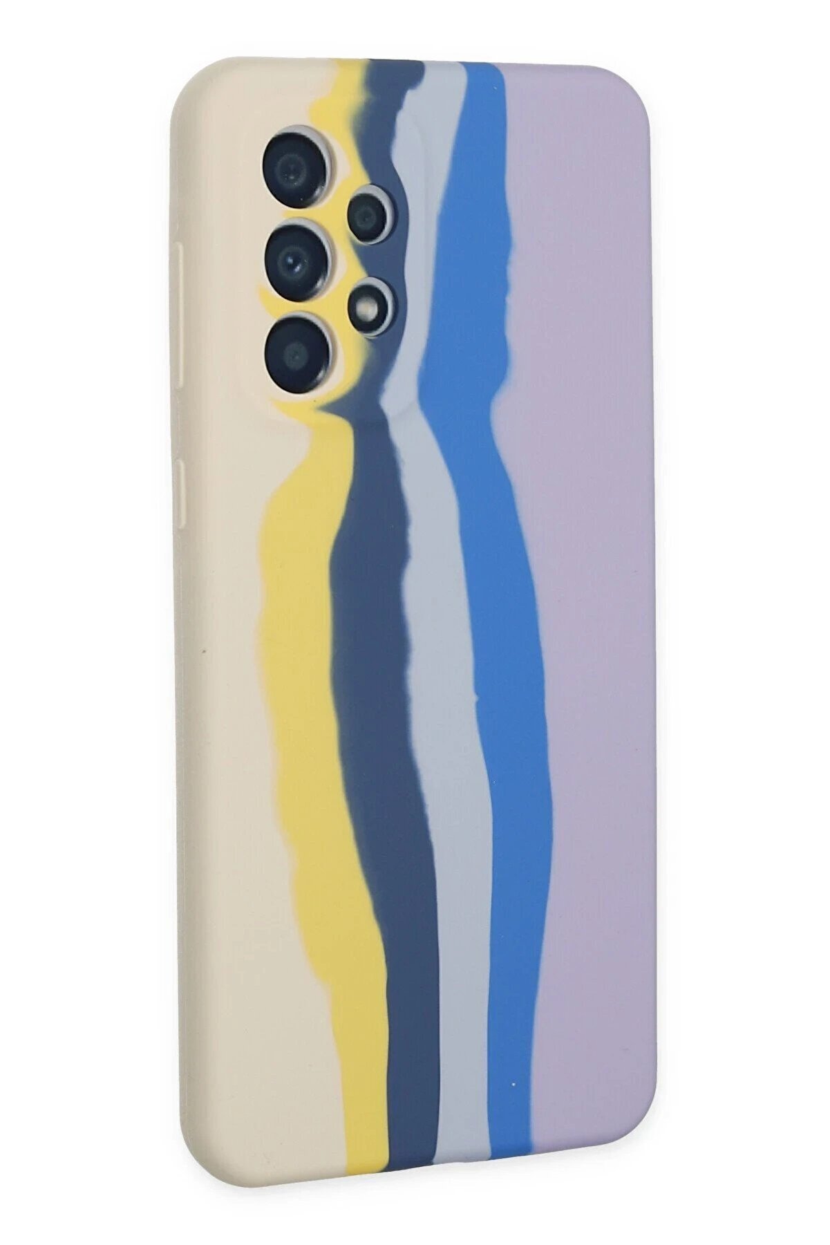 Samsung Galaxy A53 5G Kılıf Ebruli̇ Lansman Si̇li̇kon - Sarı-Li̇la - Dropx9000-7302