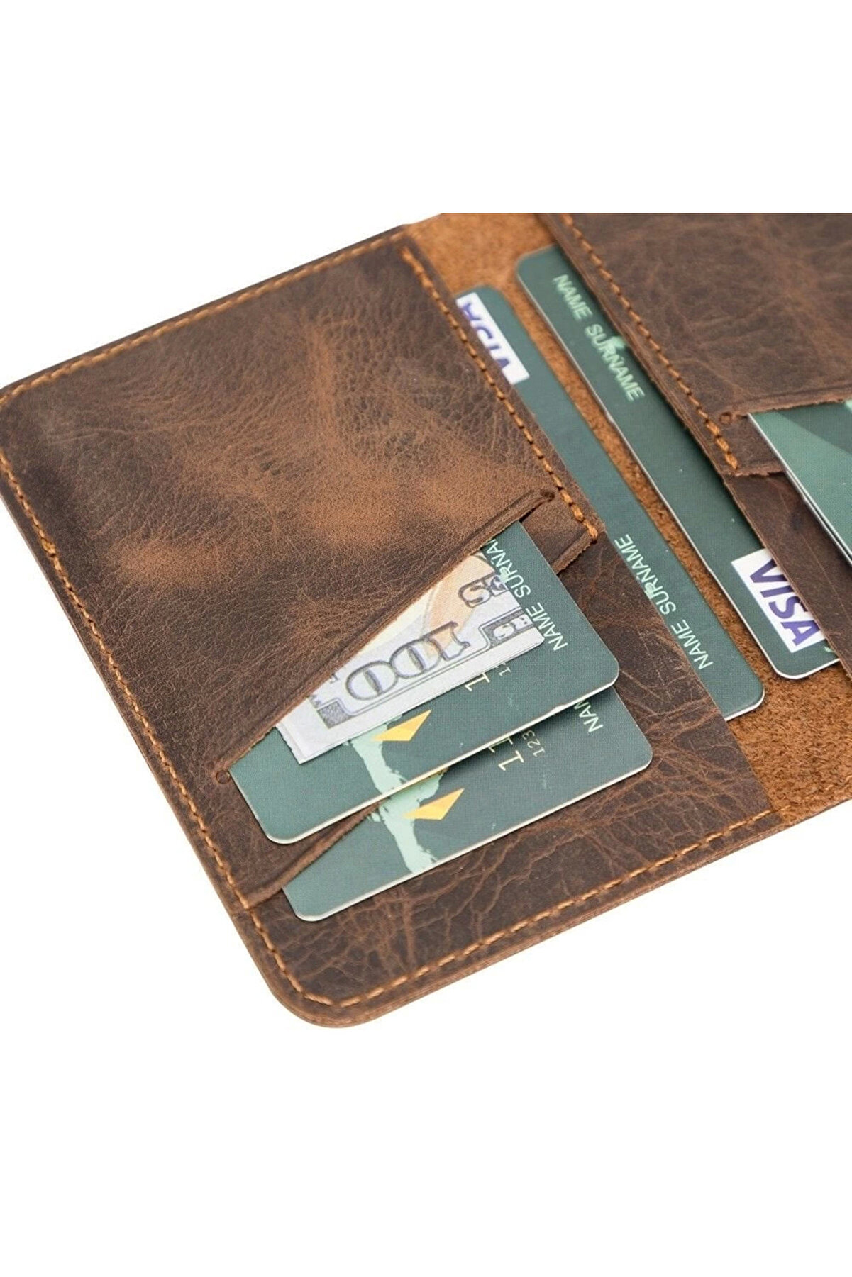 Enri̇co Sli̇m Deri̇ Kartlık G6 Anti̇k Açık Kahve