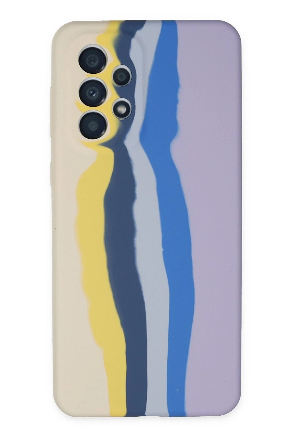 CepteToptan Samsung Galaxy A53 5G Kılıf Ebruli Lansman Silikon - Sarı-Lila - DROPX9000-7302