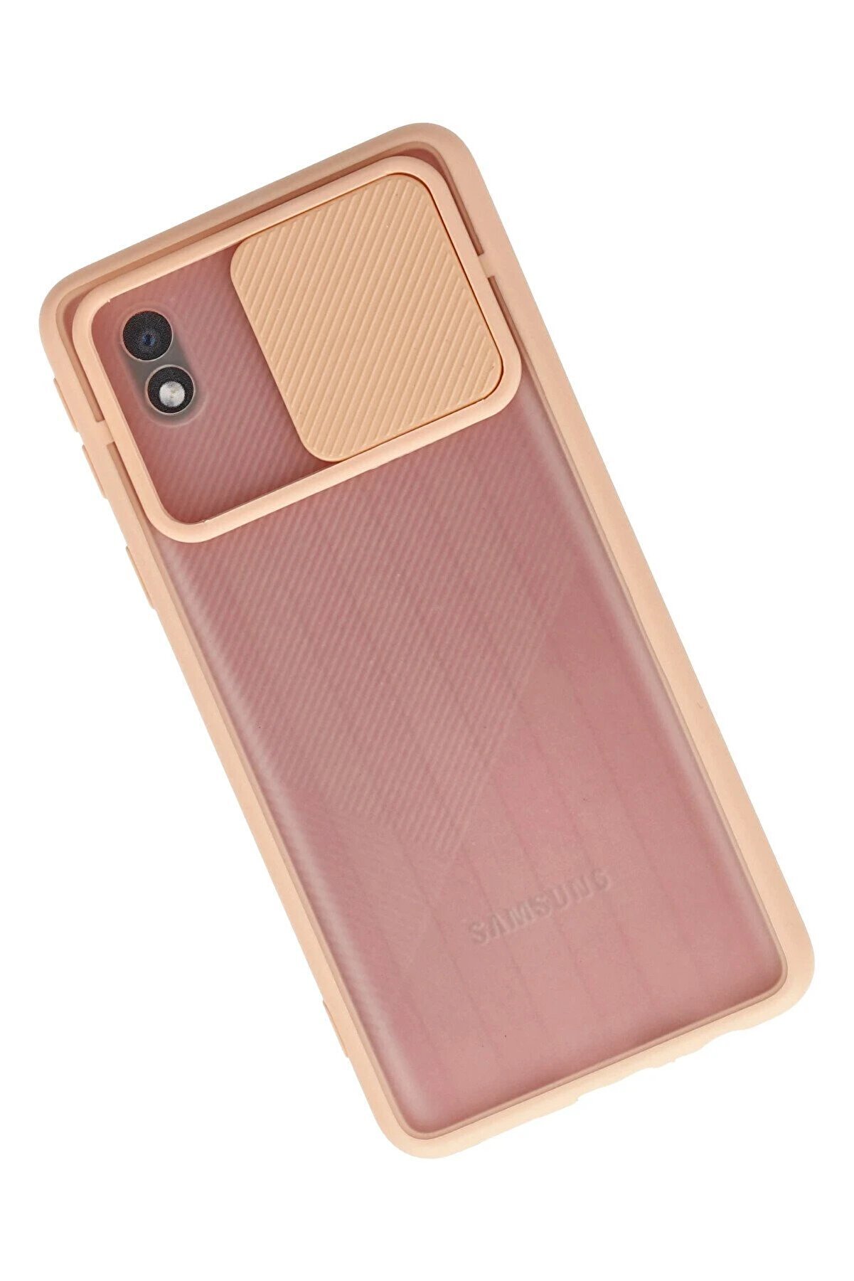 Samsung Galaxy A01 Core Kılıf Palm Buzlu Kamera Sürgülü Si̇li̇kon - Pembe - Dropx2320-5982