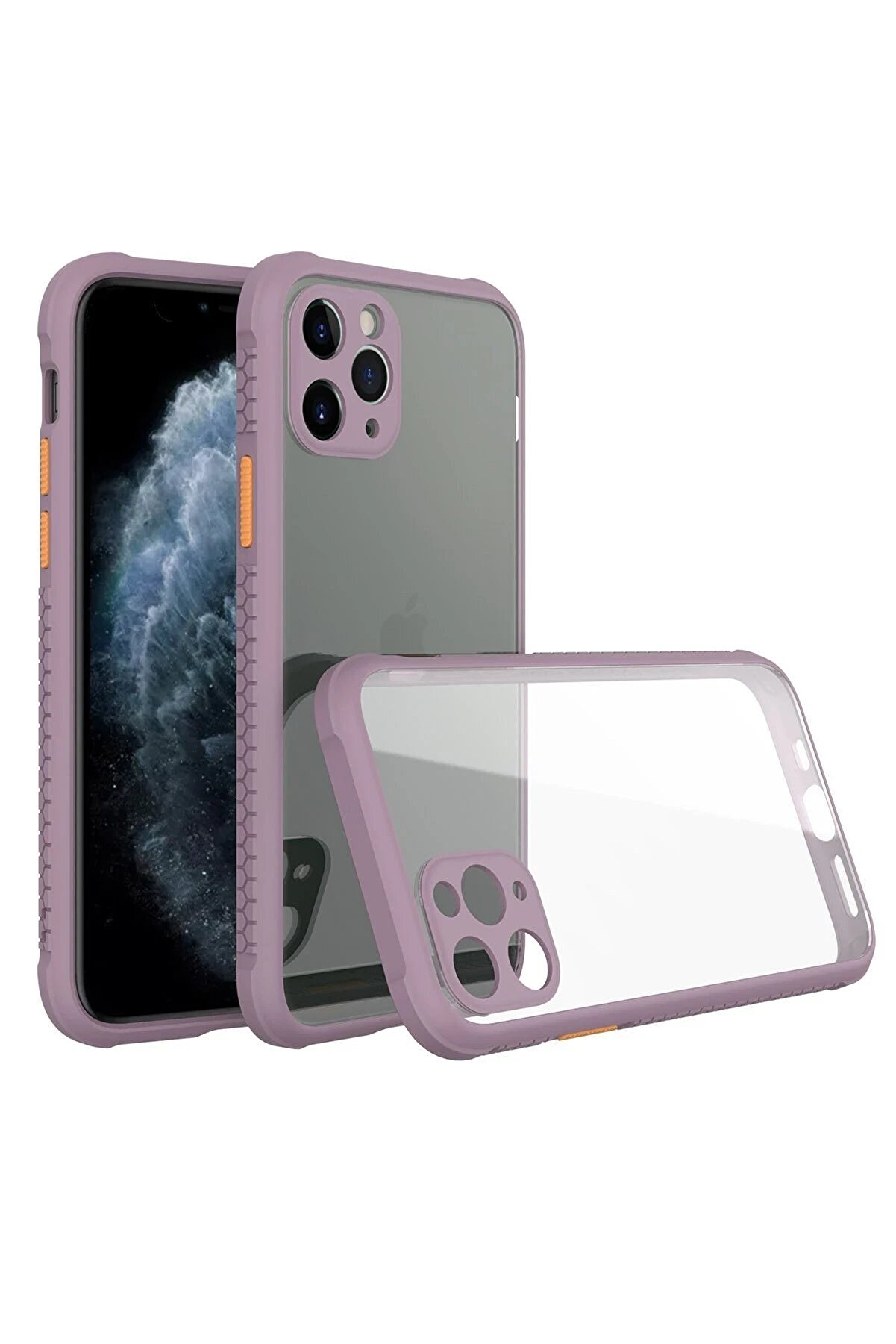 CepteToptan iPhone 11 Pro Max Kılıf Miami Şeffaf Silikon - Açık Mor - DROPX4403-4130