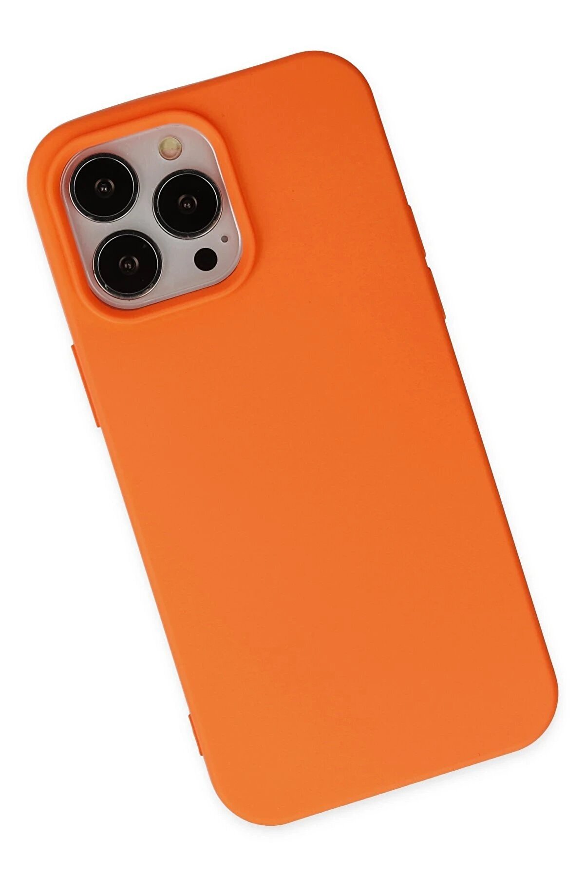 İphone 14 Pro Max Kılıf Nano İ&ccedil;i̇ Kadi̇fe Si̇li̇kon - Turuncu - Dropx6717-2574