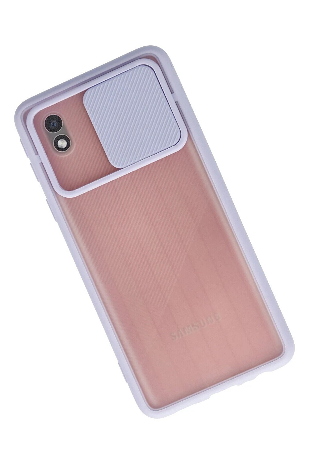 Samsung Galaxy A01 Core Kılıf Palm Buzlu Kamera Sürgülü Si̇li̇kon - Li̇la - Dropx3590-6469