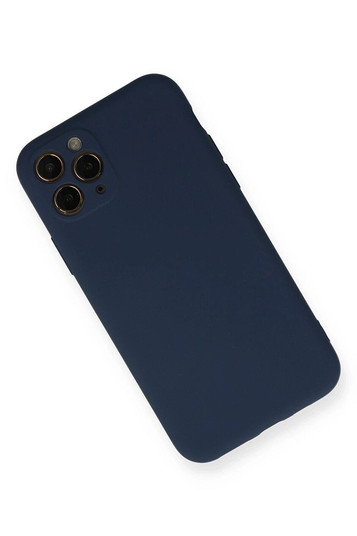 İphone 11 Pro Kılıf Nano İçi̇ Kadi̇fe Si̇li̇kon - Laci̇vert - Dropx7947-8257