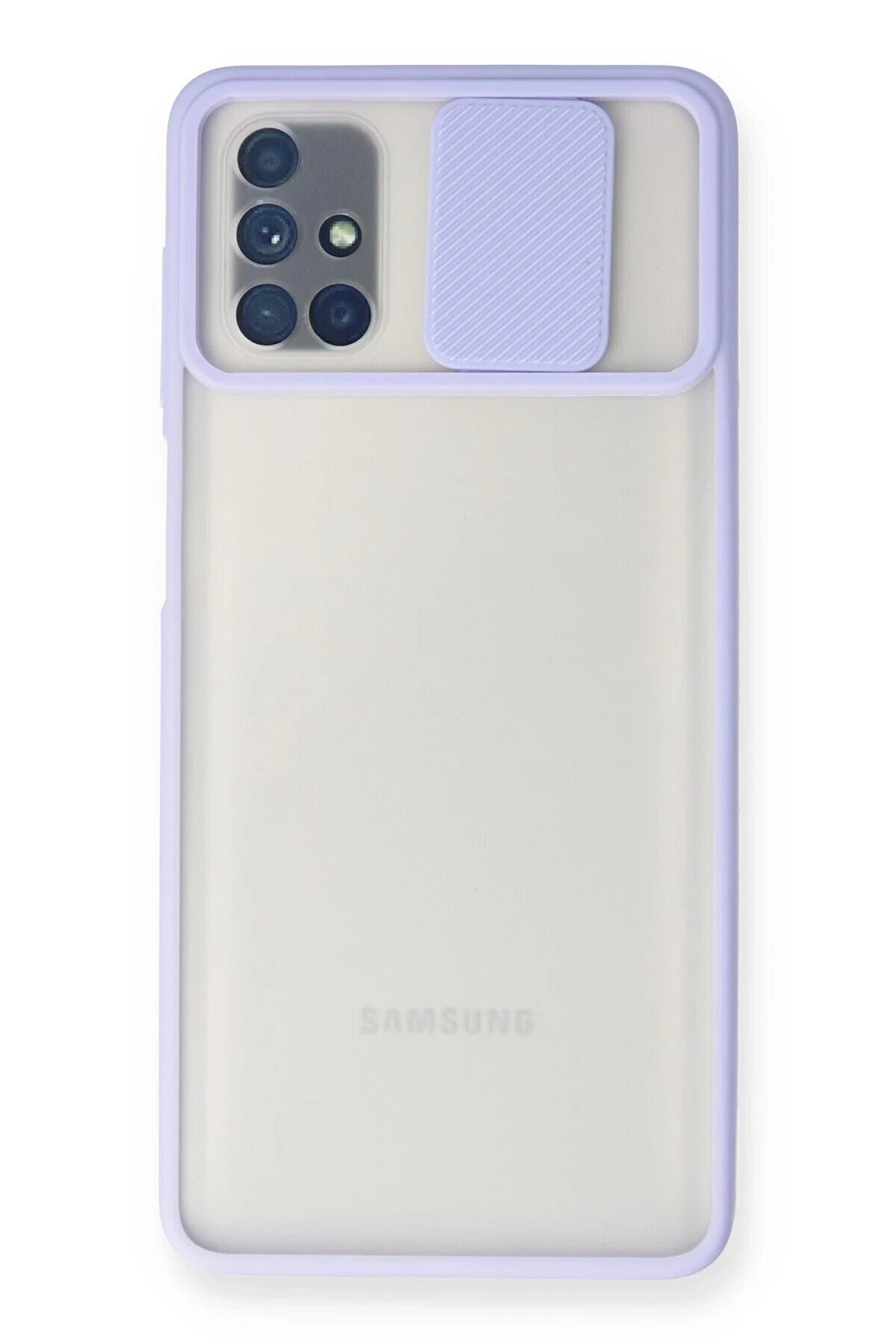 CepteToptan Samsung Galaxy M51 Kılıf Palm Buzlu Kamera Sürgülü Silikon - Lila - DROPX6165-5012