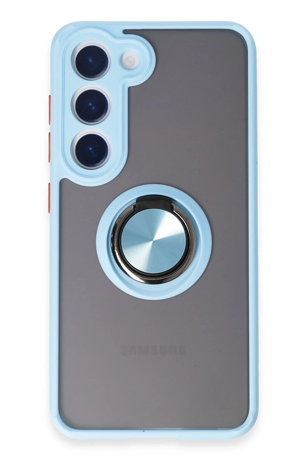 CepteToptan Samsung Galaxy S23 Kılıf Montreal Yüzüklü Silikon Kapak - Buz Mavi - DROPX7531-7581