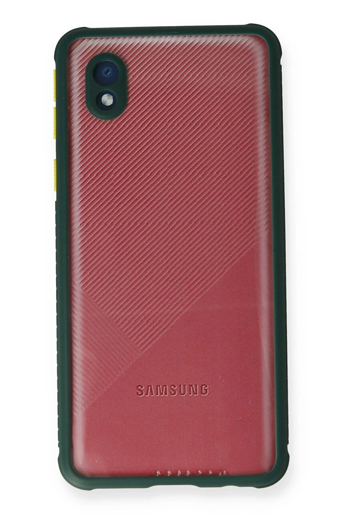 Samsung Galaxy A01 Core Kılıf Mi̇ami̇ Şeffaf Si̇li̇kon - Koyu Yeşi̇l - Dropx4640-9560