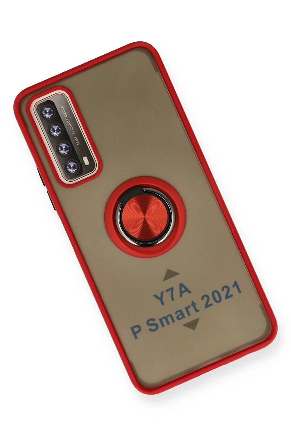 Huawei̇ P Smart 2021 Kılıf Montreal Yüzüklü Si̇li̇kon Kapak - Kırmızı - Dropx7465-3175