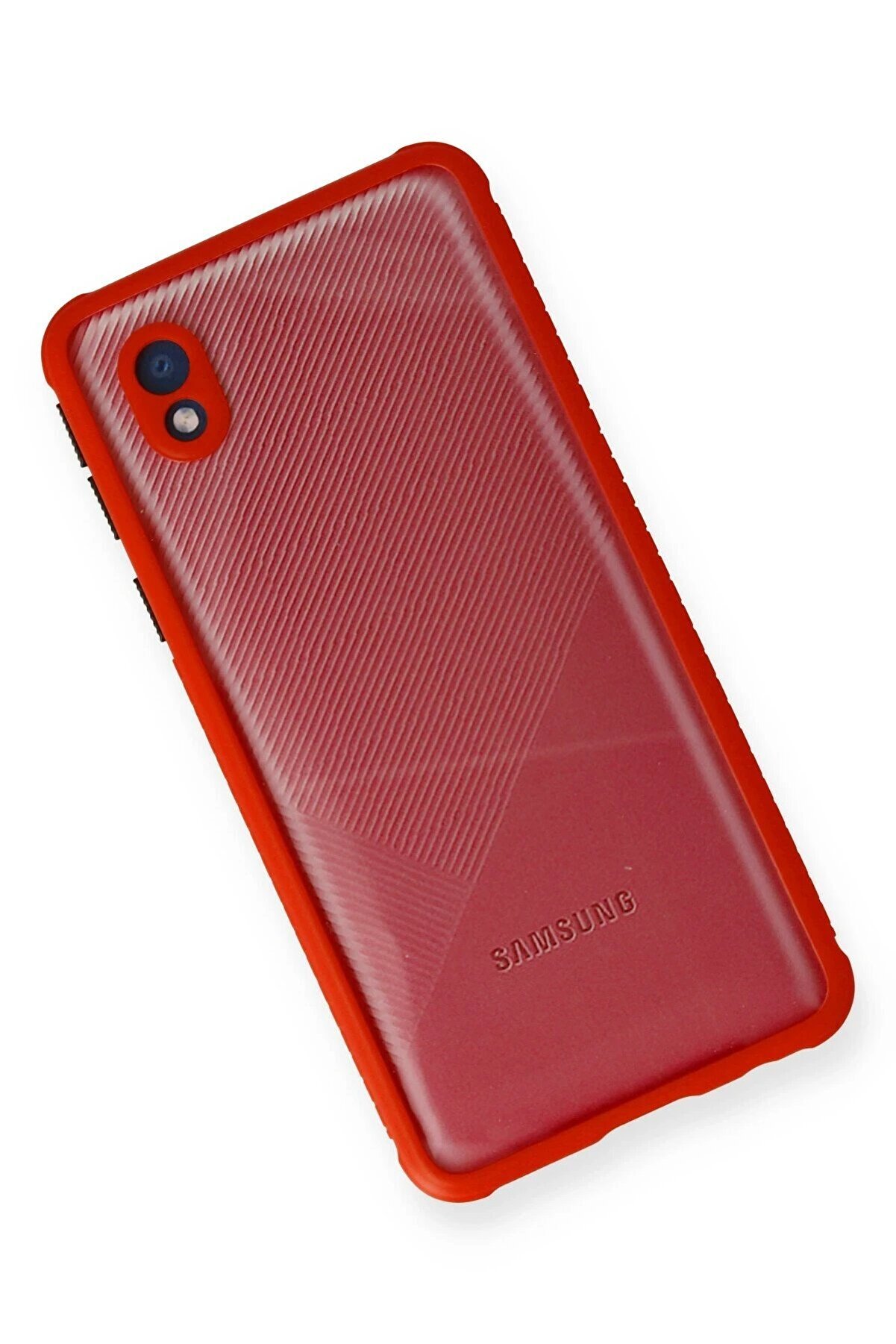 Samsung Galaxy A01 Core Kılıf Mi̇ami̇ Şeffaf Si̇li̇kon - Kırmızı - Dropx8781-7539