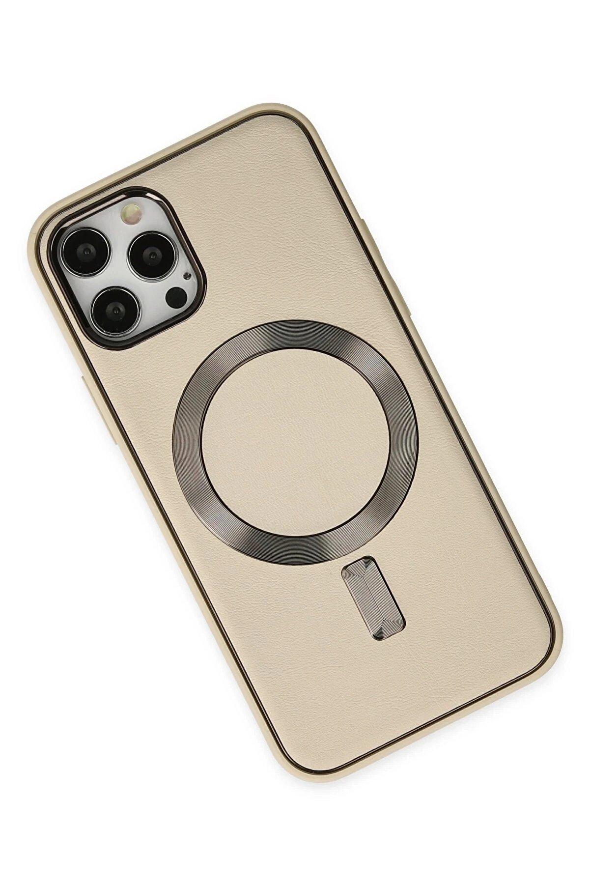 İphone 12 Pro Max Kılıf Coco Deri̇ Magneti̇csafe Si̇li̇kon - Krem - Dropx1492-3762