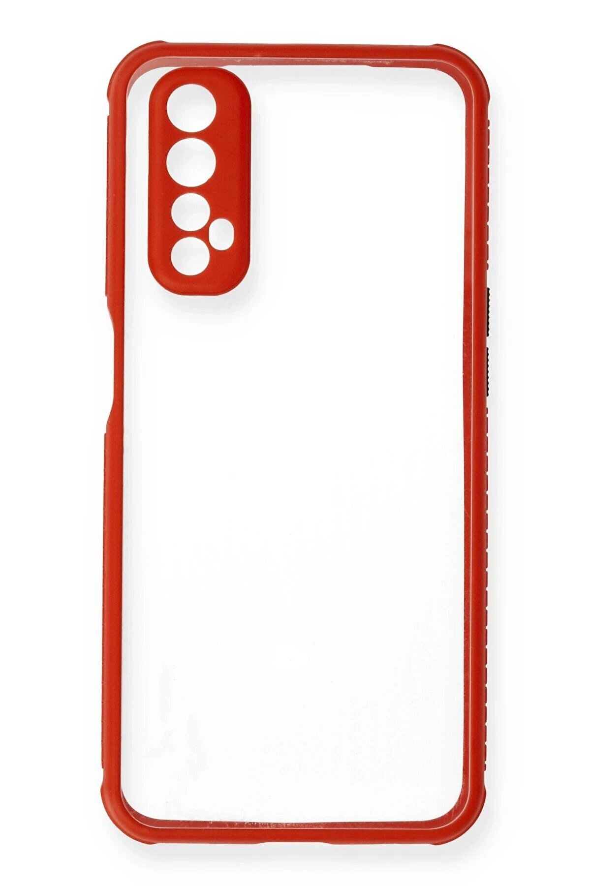 Realme 7 Kılıf Mi̇ami̇ Şeffaf Si̇li̇kon - Kırmızı - Dropx1142-2641