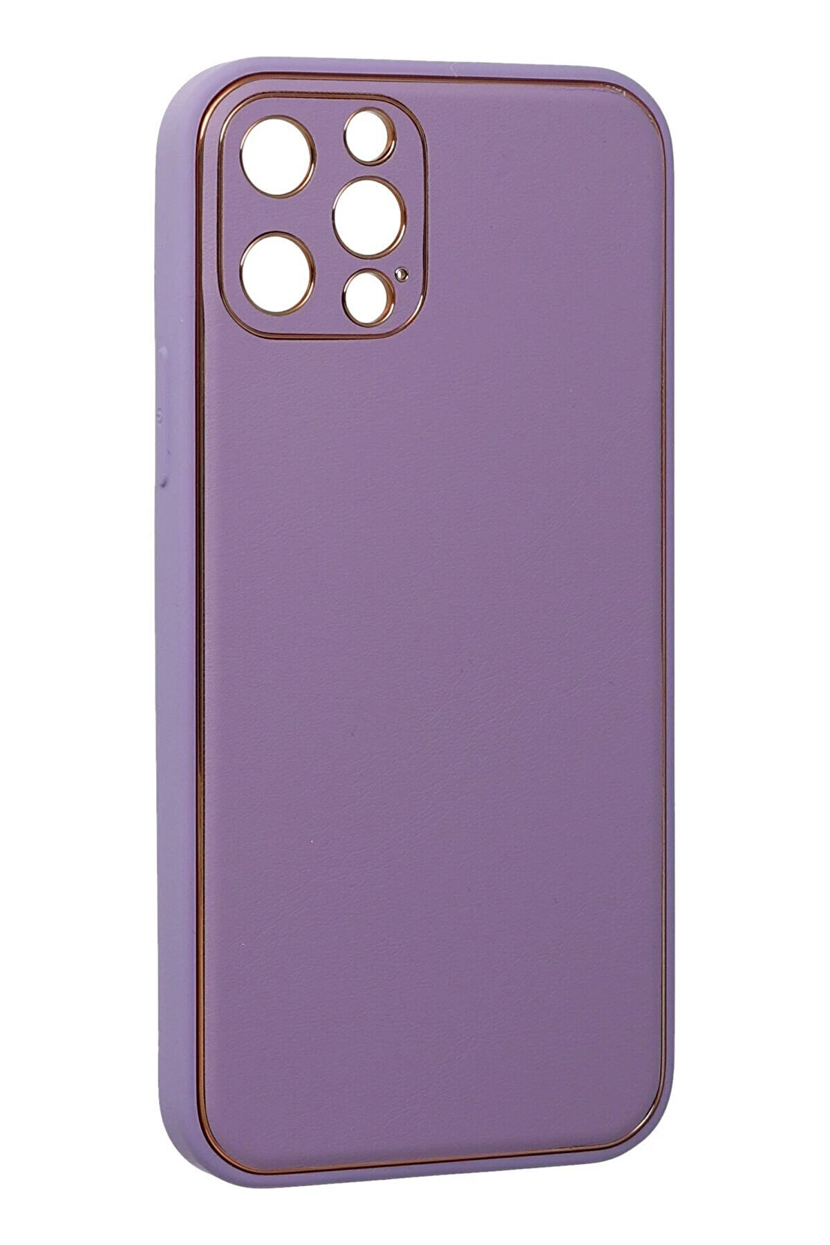 İphone 12 Pro Kılıf Coco Deri̇ Si̇li̇kon Kapak - Li̇la - Dropx6302-4470