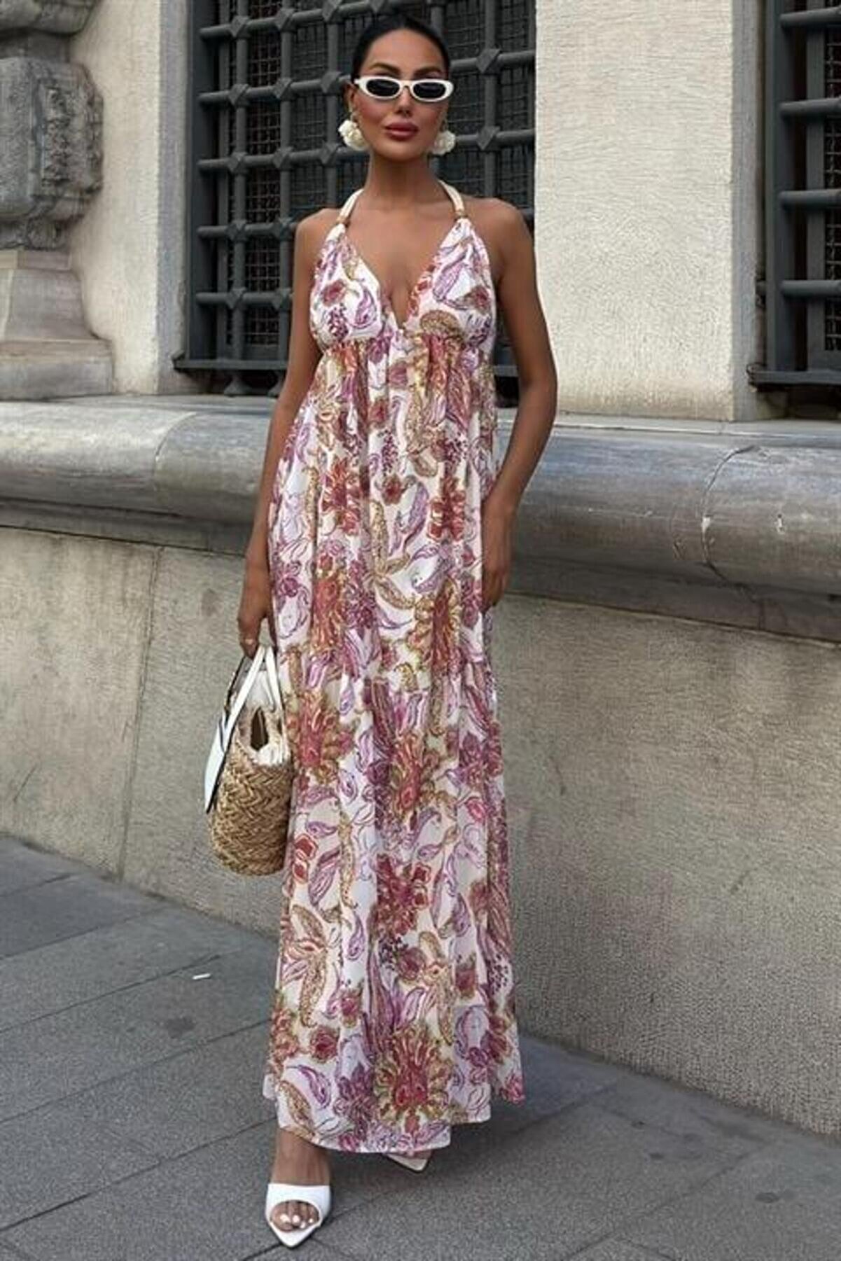 Ameli̇a Sırt Dekolteli̇ Şi̇fon Elbi̇se 2614