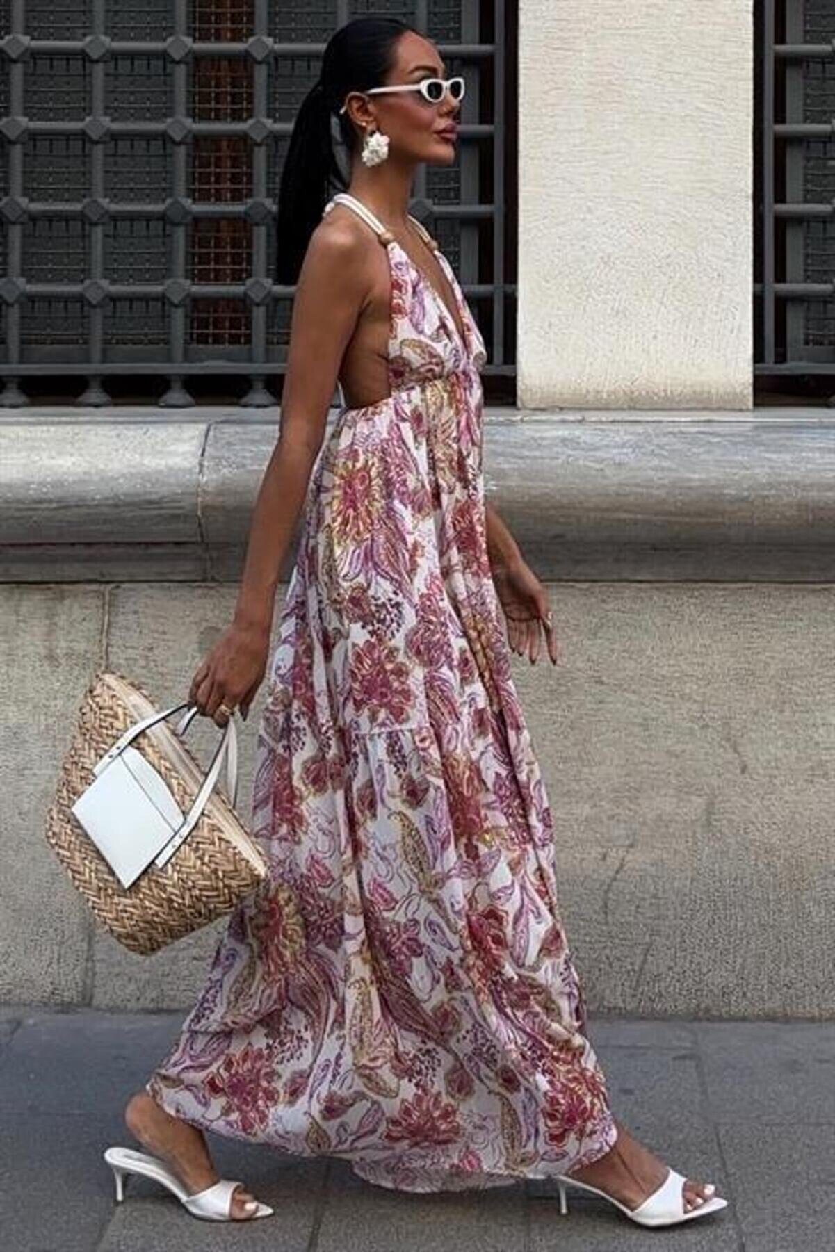 Ameli̇a Sırt Dekolteli̇ Şi̇fon Elbi̇se 2614