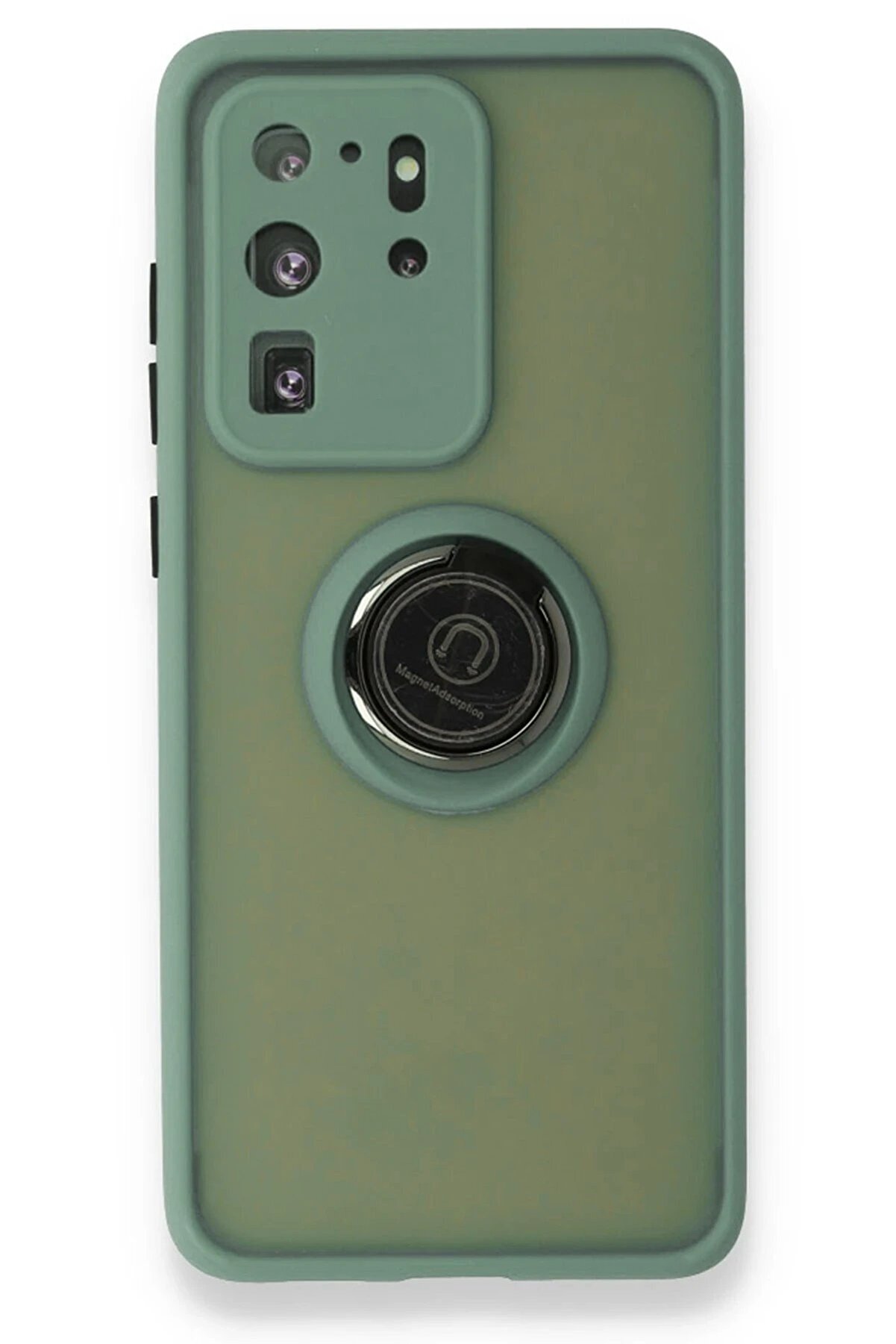 CepteToptan Samsung Galaxy S20 Ultra Kılıf Montreal Yüzüklü Silikon Kapak - Yeşil - DROPX2176-7540