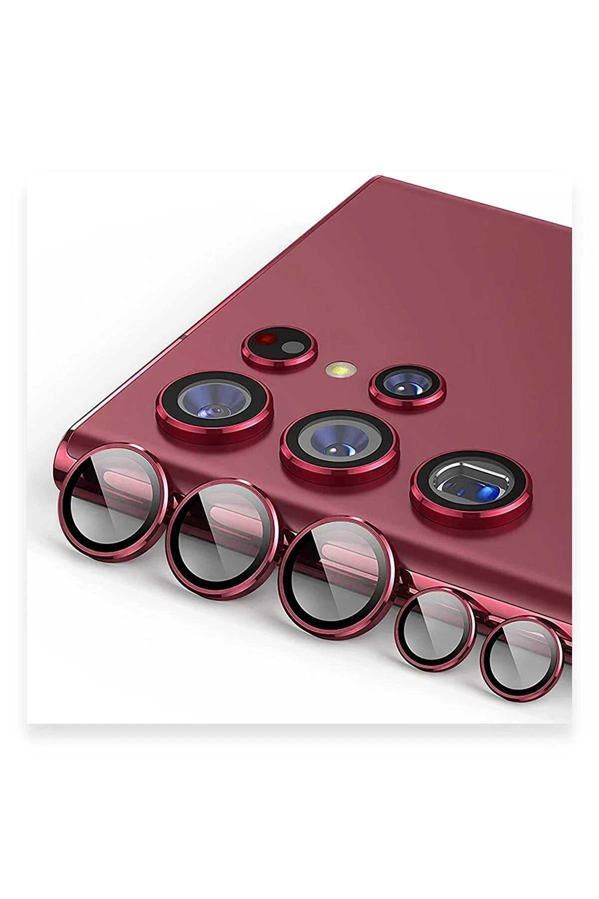 CepteToptan Samsung Galaxy S23 Ultra Valdez Metal Kamera Lens - Kırmızı - DROPX7407-6261