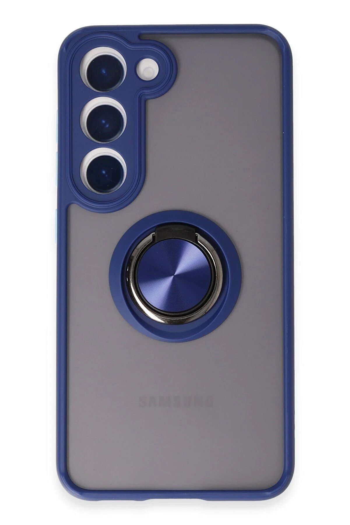 CepteToptan Samsung Galaxy S23 Kılıf Montreal Yüzüklü Silikon Kapak - Lacivert - DROPX8187-2397