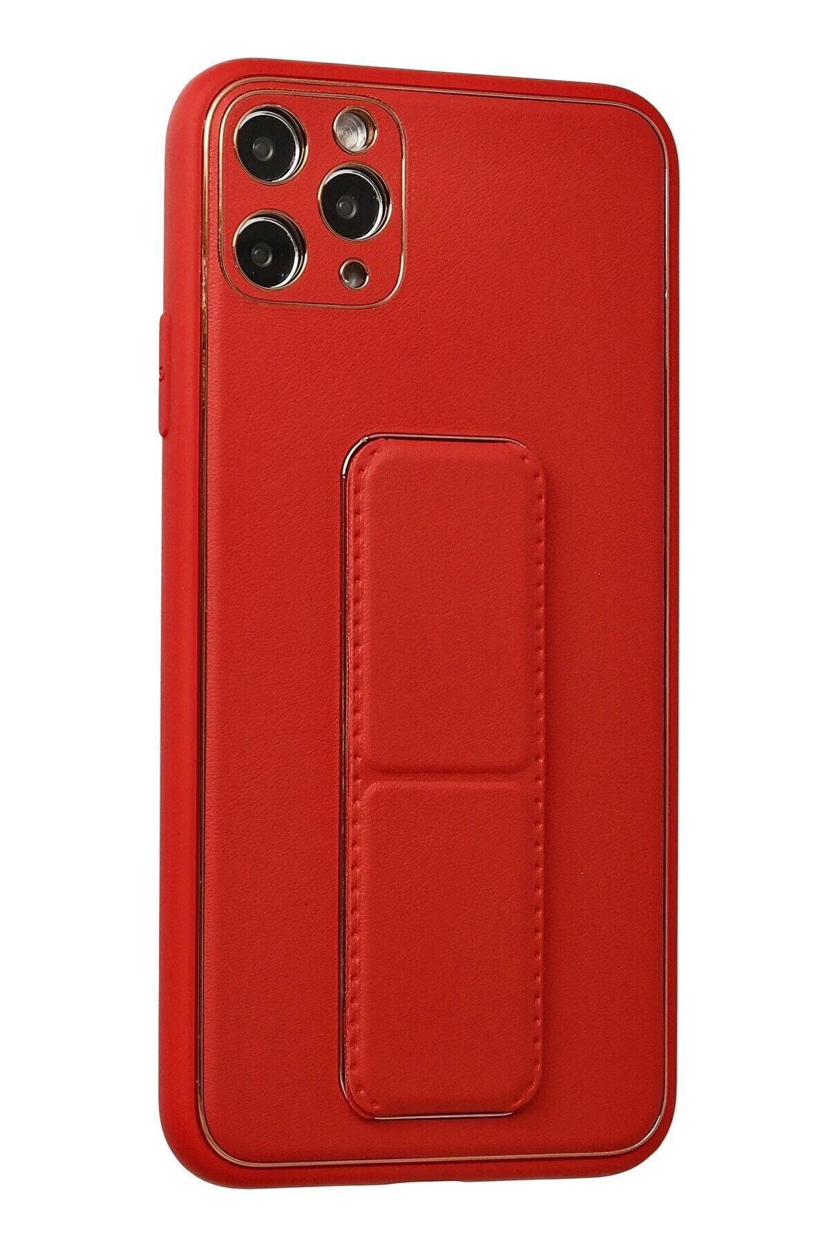İphone 11 Pro Max Kılıf Coco Deri̇ Standlı Kapak - Kırmızı - Dropx6656-6890