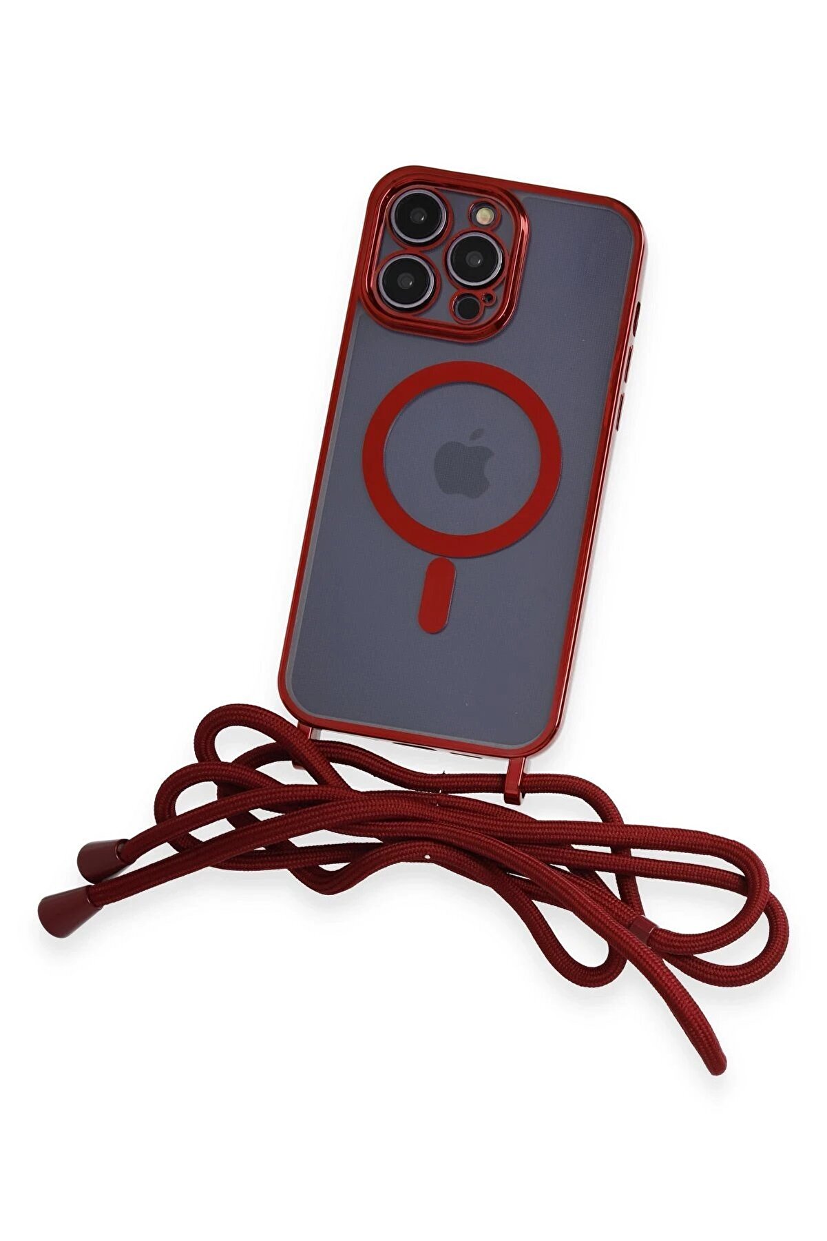 İphone 14 Pro Kılıf Di̇vo Lazer Askılı Magsafe Kapak - Kırmızı - Dropx4347-6306