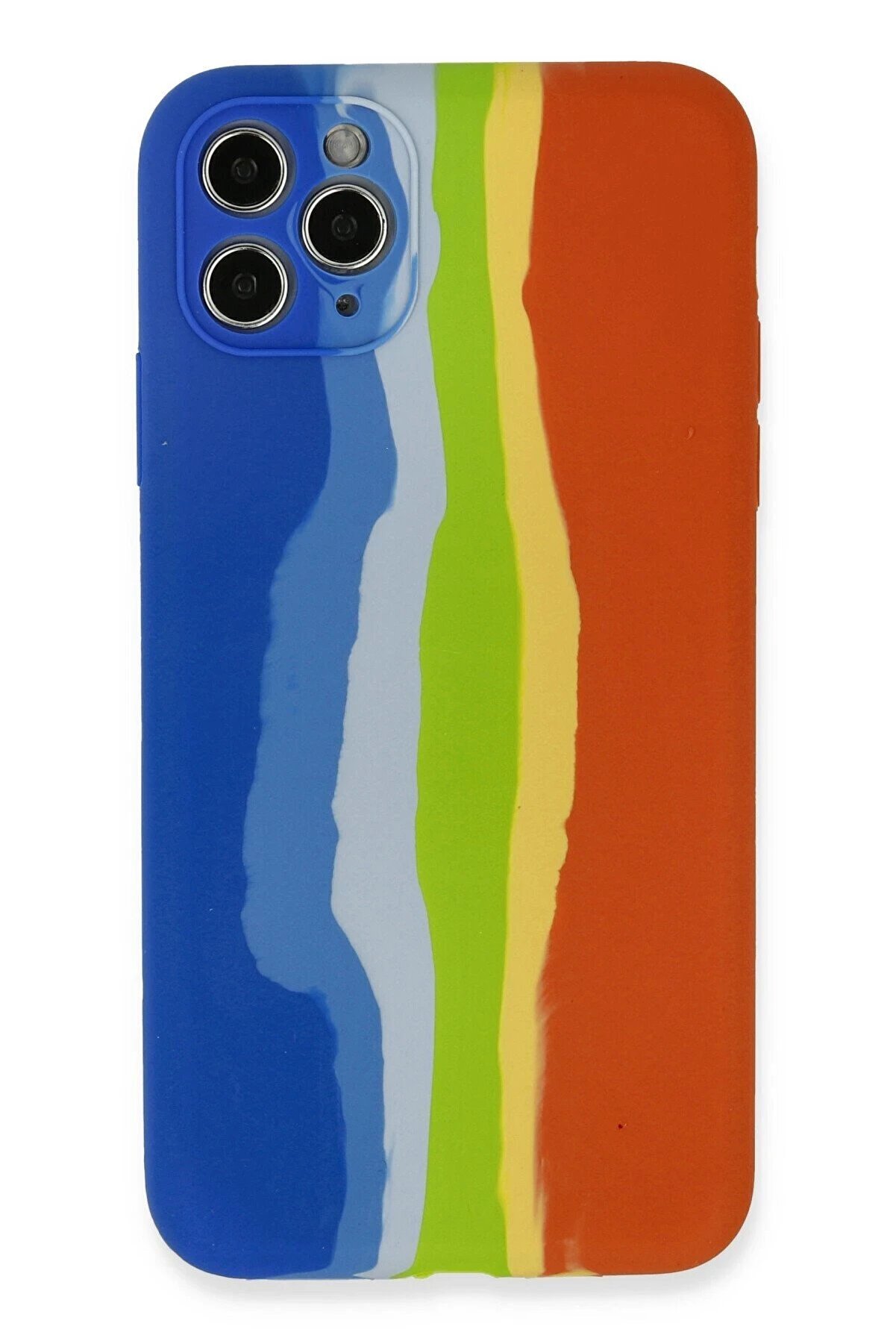 CepteToptan iPhone 11 Pro Kılıf Ebruli Lansman Silikon - Mavi-Turuncu - DROPX8348-5809