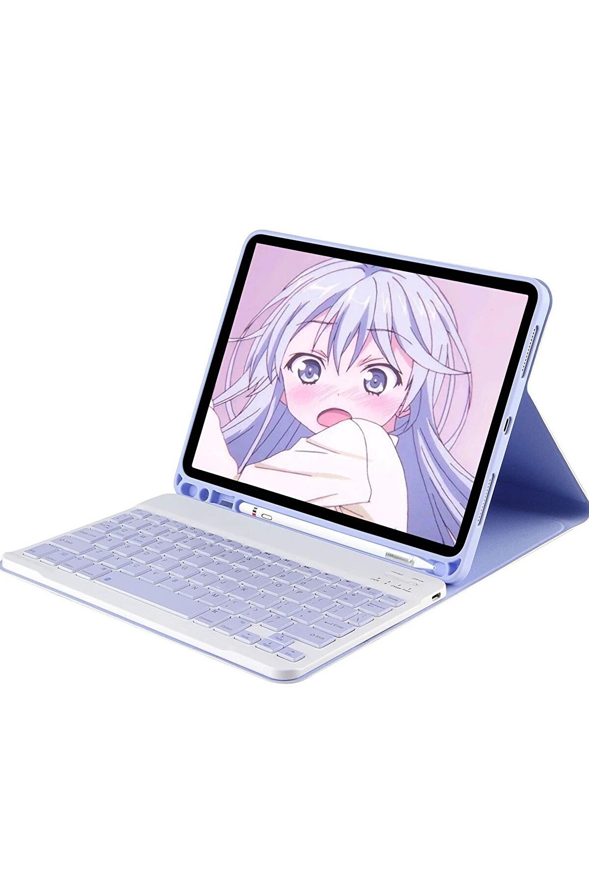 CepteToptan iPad Pro 12.9 (2024) Kılıf KC01 Smart Klavyeli Tablet Kılıfı - Lila - DROPX3804-1084