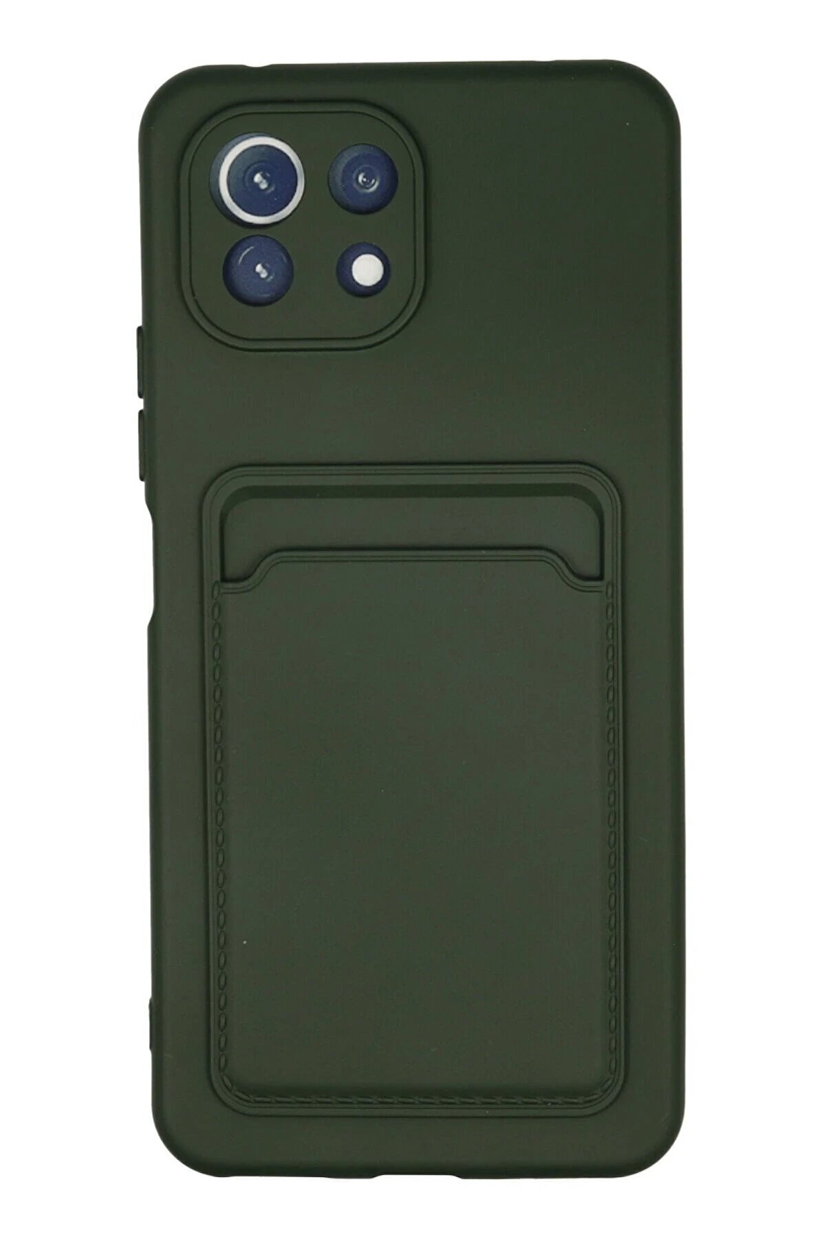 CepteToptan Xiaomi Mi 11 Kılıf Kelvin Kartvizitli Silikon - Koyu Yeşil - DROPX7195-8529