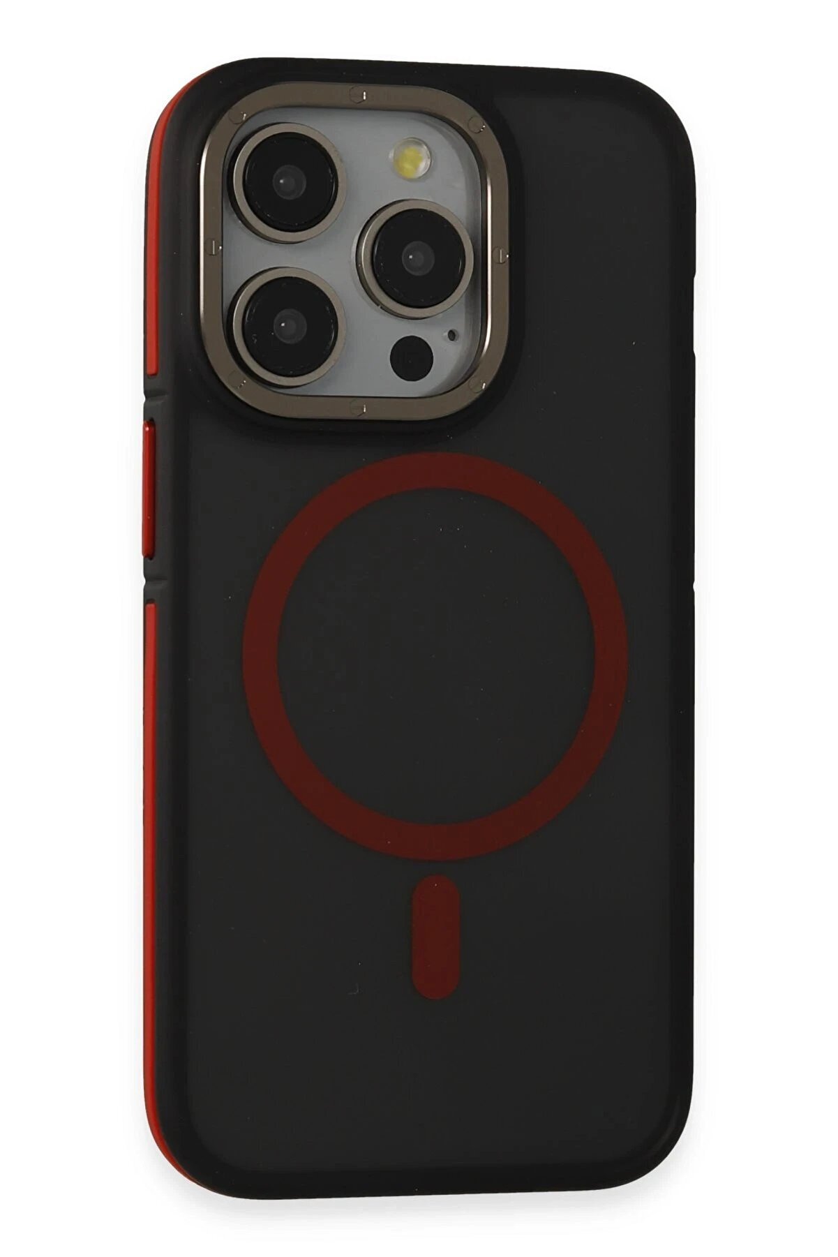 CepteToptan iPhone 14 Pro Kılıf Rocky Magsafe Kapak - Siyah-Kırmızı - DROPX7231-4731