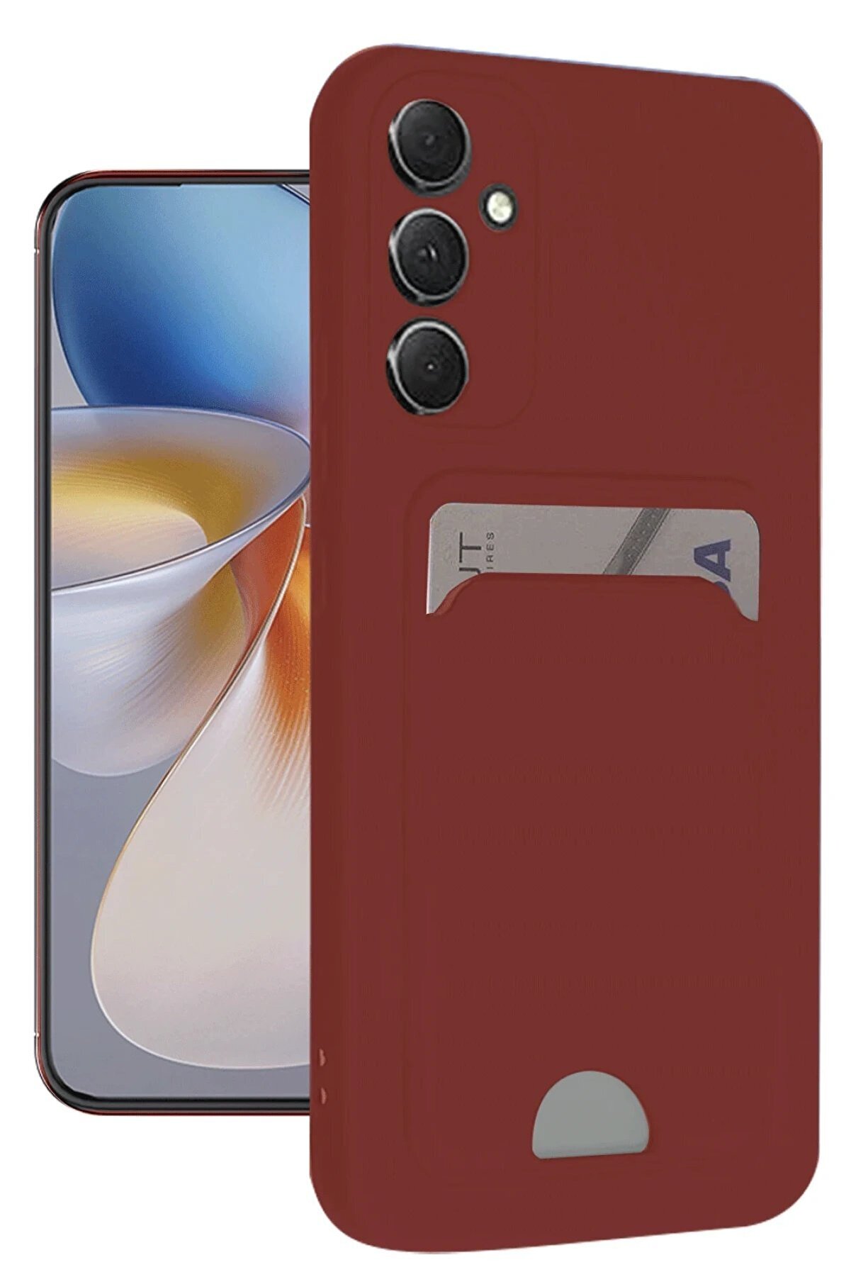 CepteToptan Samsung Galaxy A16 5G Kılıf Kelvin Kartvizitli Silikon - Bordo - DROPX3756-5292