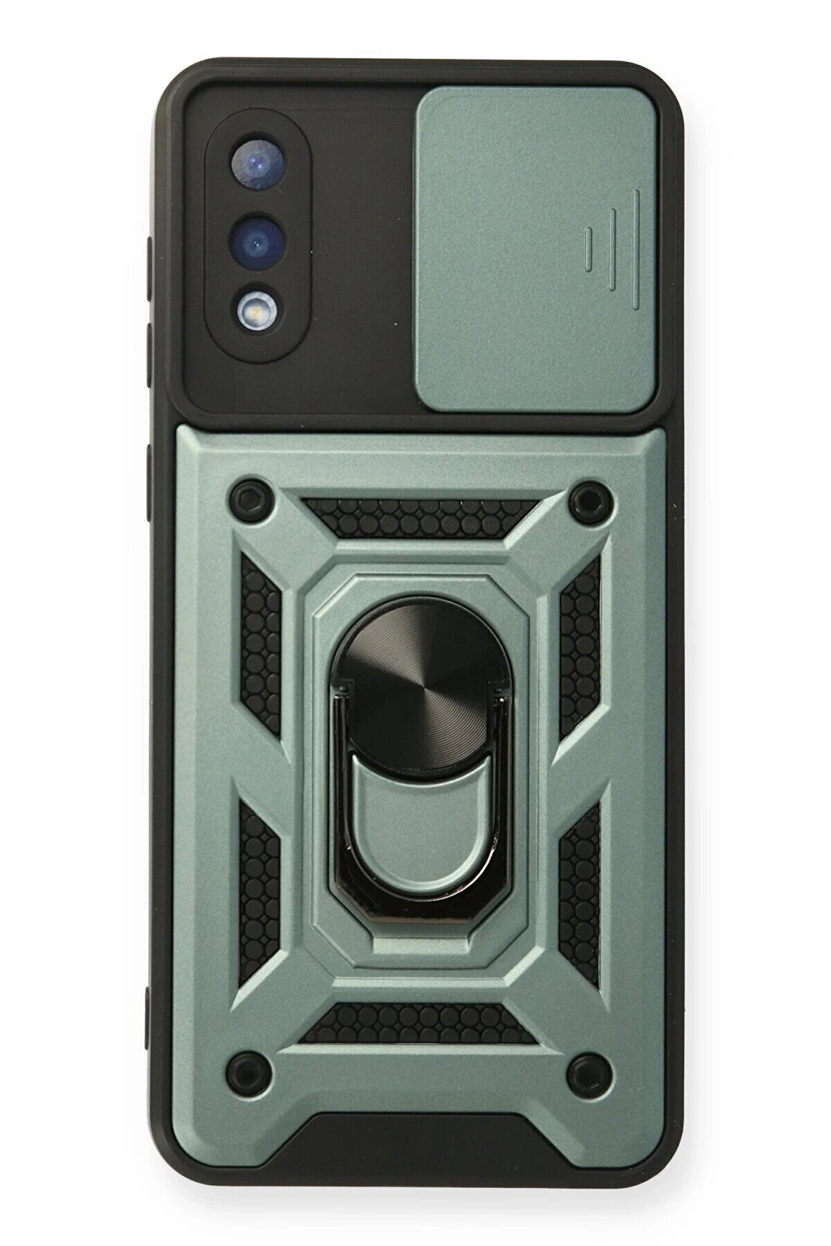 CepteToptan Samsung Galaxy A02 Kılıf Pars Lens Yüzüklü Silikon - Yeşil - DROPX7780-6815