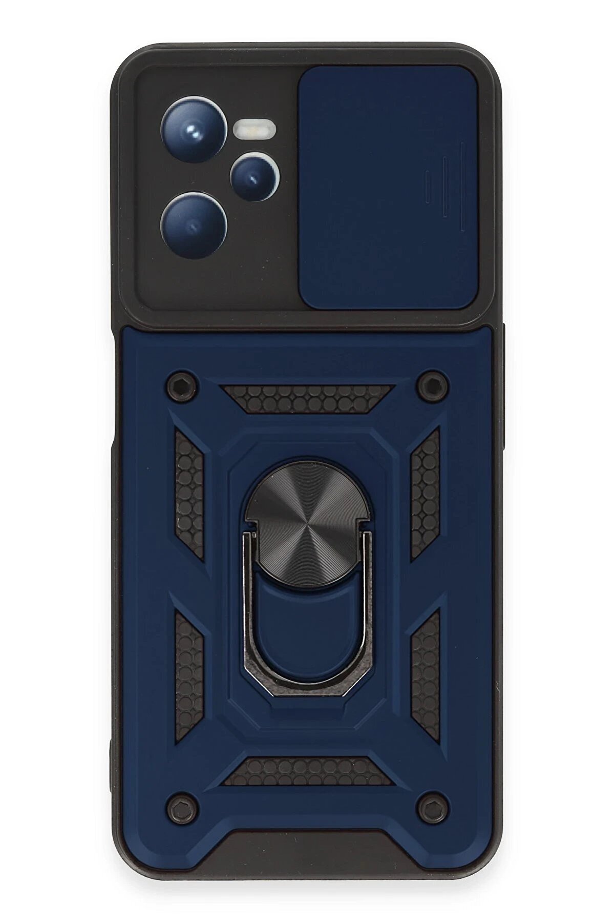 CepteToptan Realme C35 Kılıf Pars Lens Yüzüklü Silikon - Lacivert - DROPX7865-8993