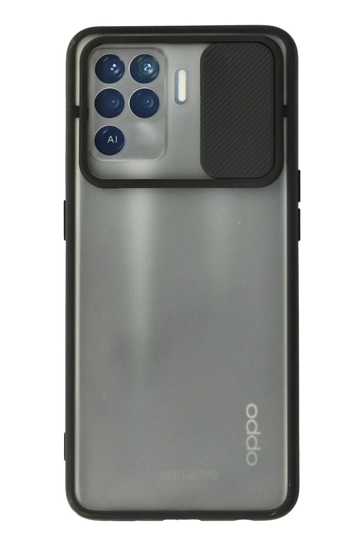 CepteToptan Oppo Reno 5 Lite Kılıf Palm Buzlu Kamera Sürgülü Silikon - Siyah - DROPX4855-5469