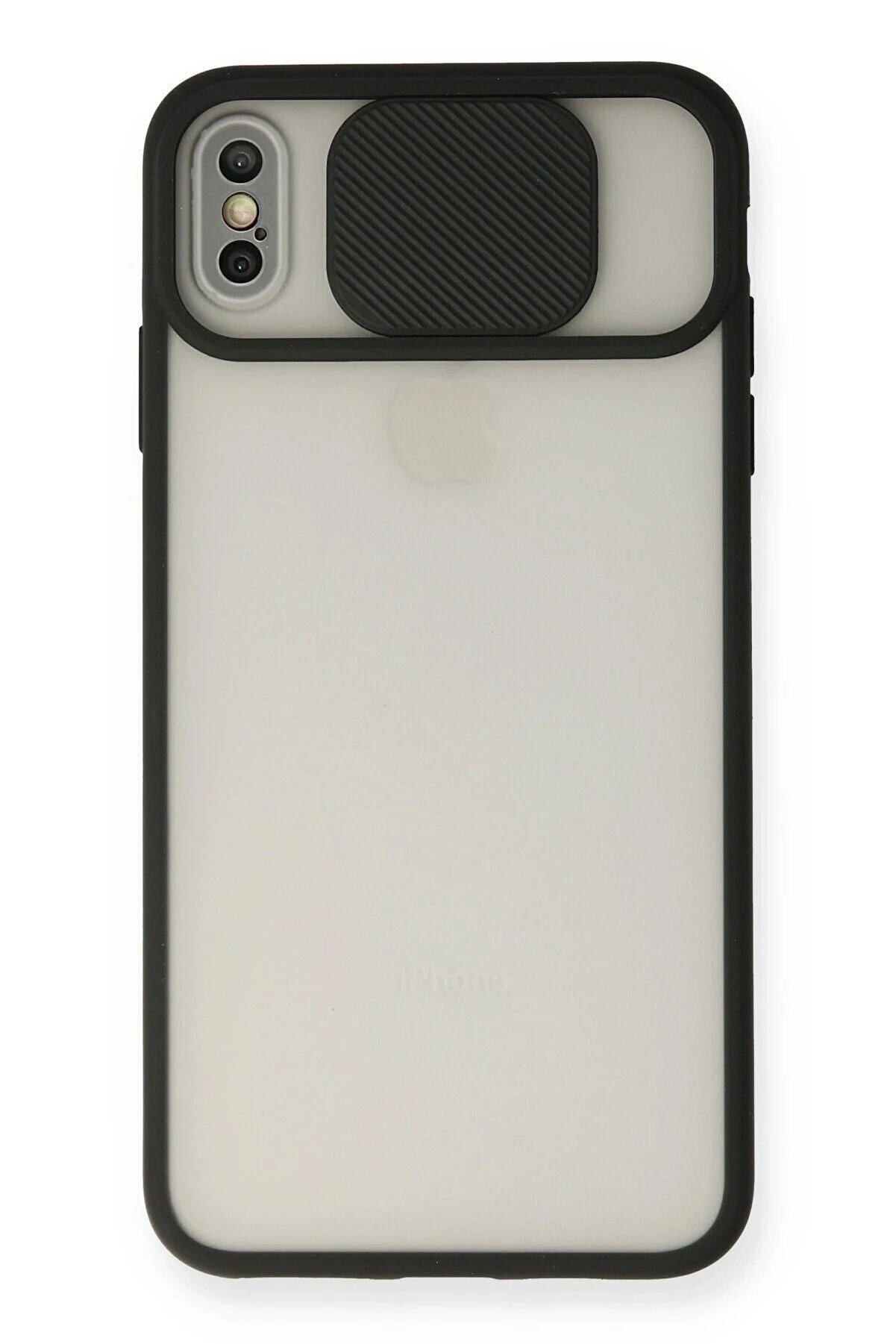 CepteToptan iPhone XS Max Kılıf Palm Buzlu Kamera Sürgülü Silikon - Siyah - DROPX8491-4660