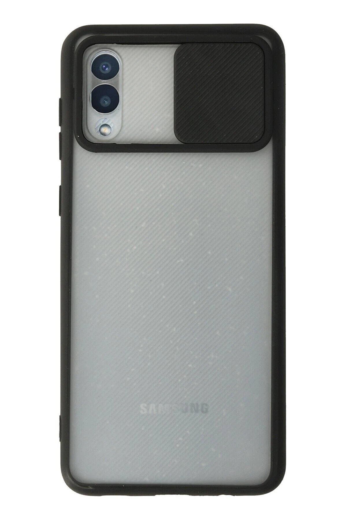 CepteToptan Samsung Galaxy A02 Kılıf Palm Buzlu Kamera Sürgülü Silikon - Siyah - DROPX4713-8313