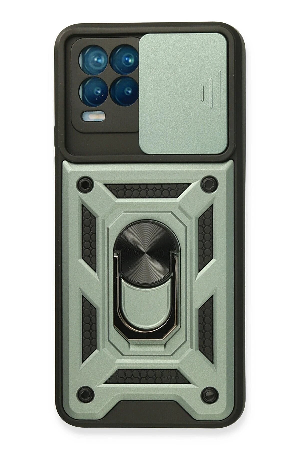 CepteToptan Realme 8 Kılıf Pars Lens Yüzüklü Silikon - Yeşil - DROPX2824-3323