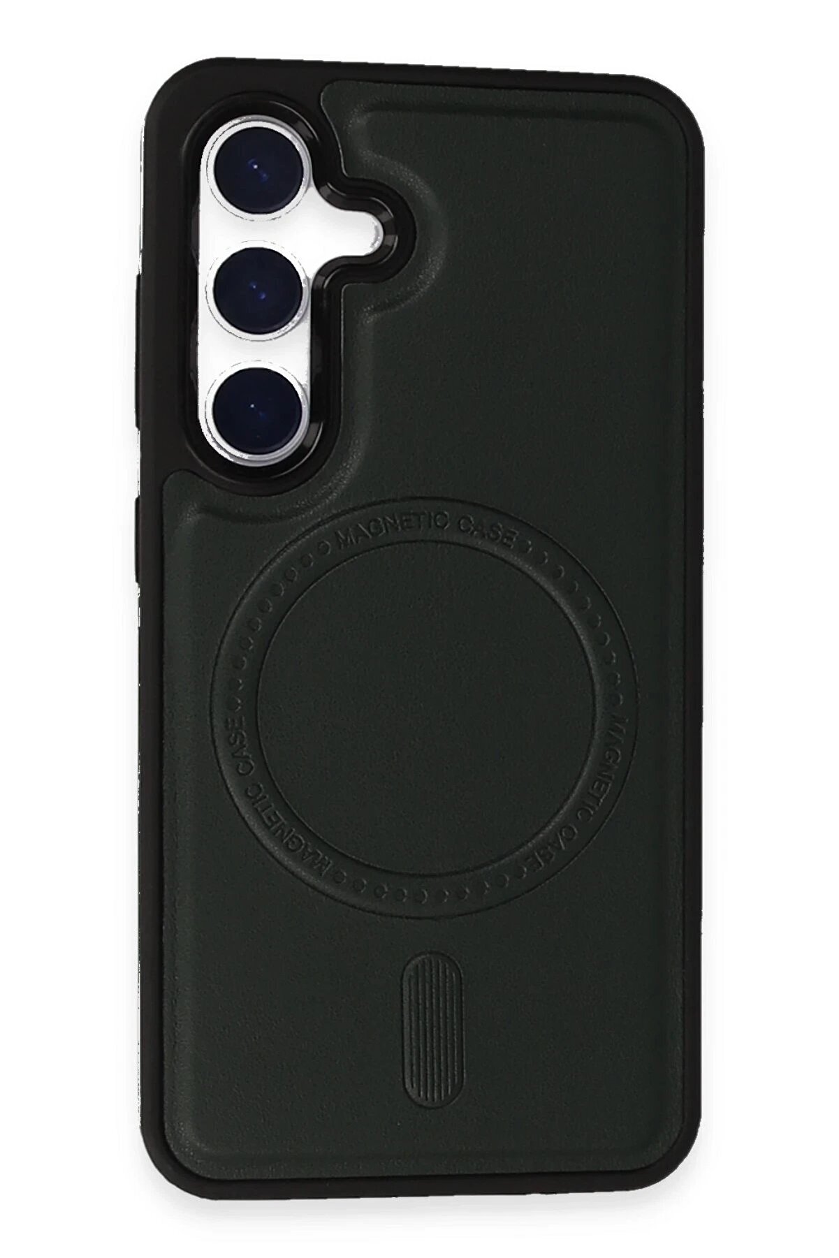 CepteToptan Samsung Galaxy S24 Kılıf Ozzi Magsafe Deri Kapak - Koyu Yeşil - DROPX6947-6963