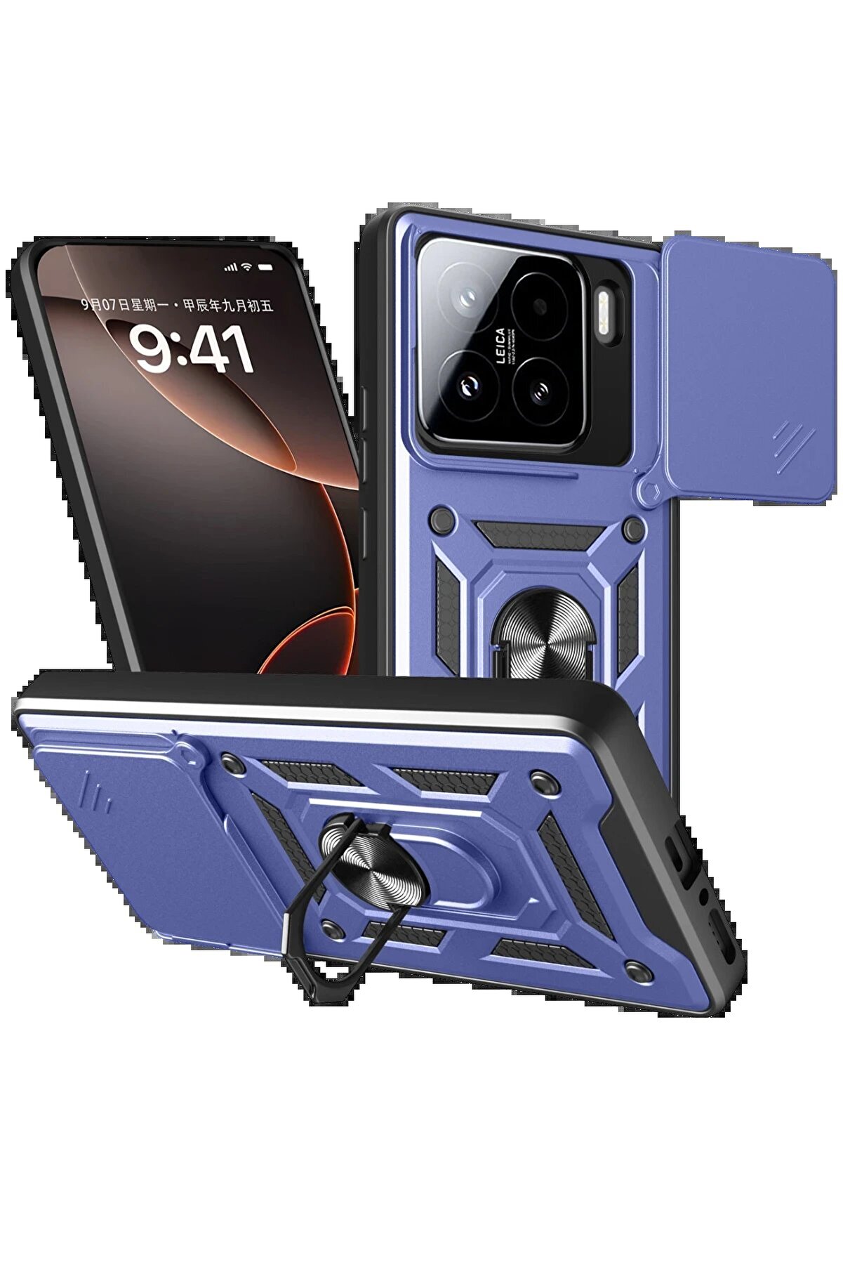 CepteToptan Xiaomi Mi 15 Kılıf Pars Lens Y&uuml;z&uuml;kl&uuml; Silikon - Lacivert - DROPX6811-2820