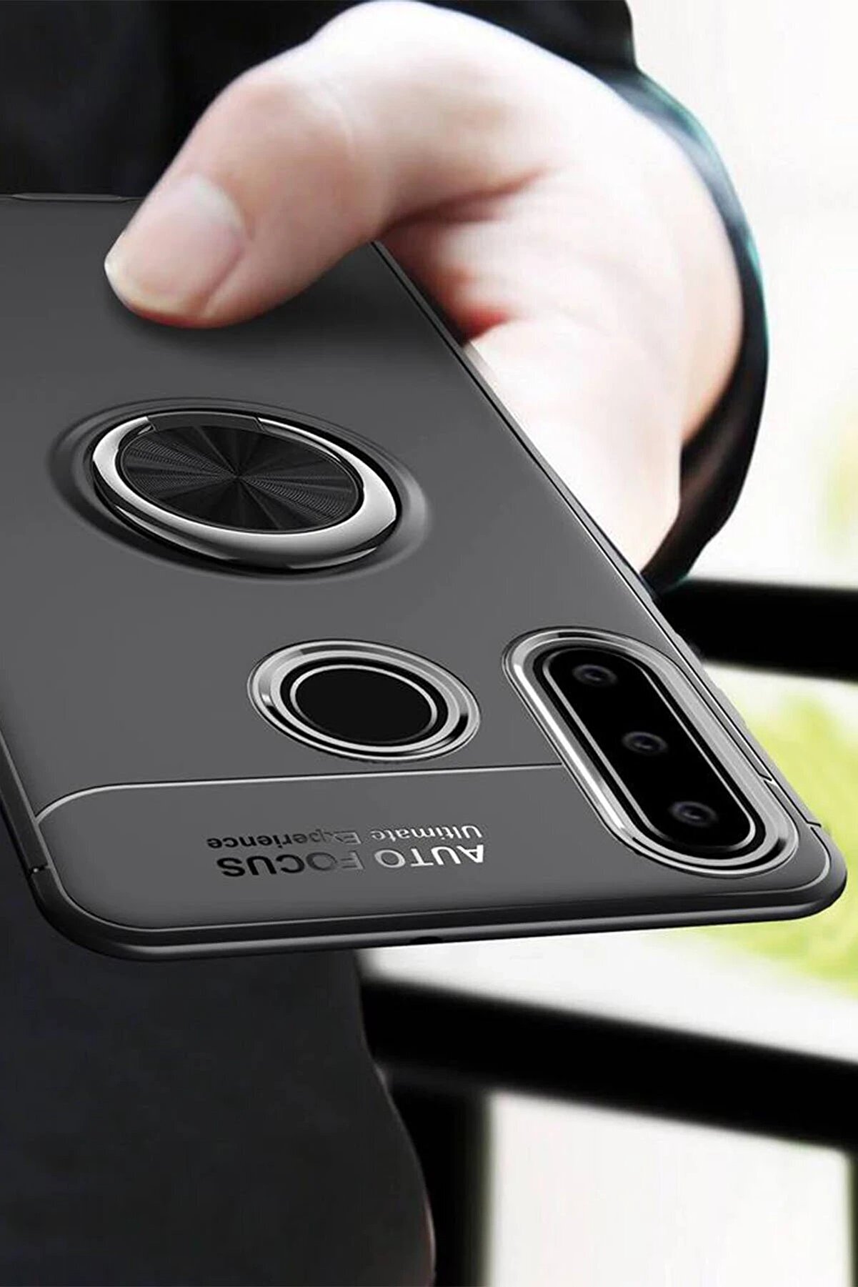 Huawei̇ Y6P Kılıf Range Yüzüklü Si̇li̇kon - Si̇yah-Kırmızı - Dropx2127-5306