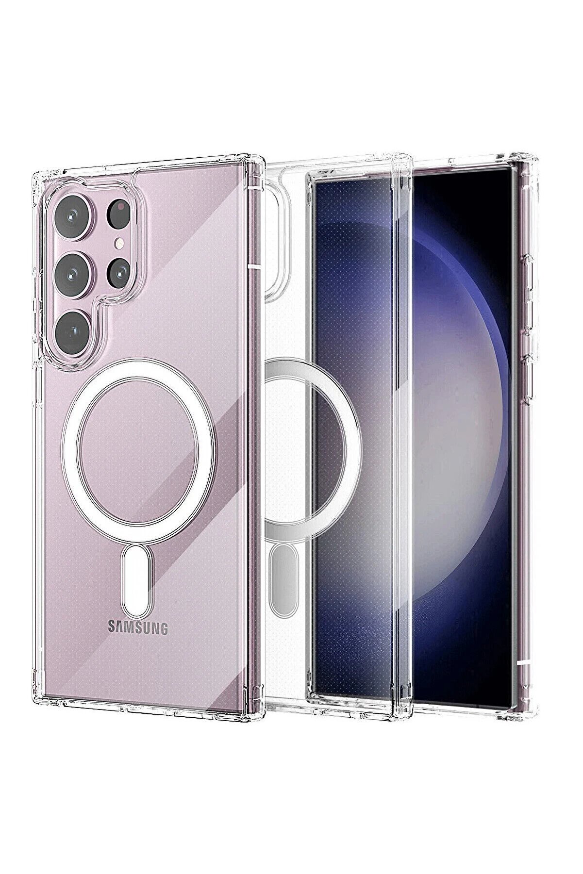 CepteToptan Samsung Galaxy S23 Ultra Kılıf Magneticsafe Şeffaf Silikon - Şeffaf - DROPX6612-5199