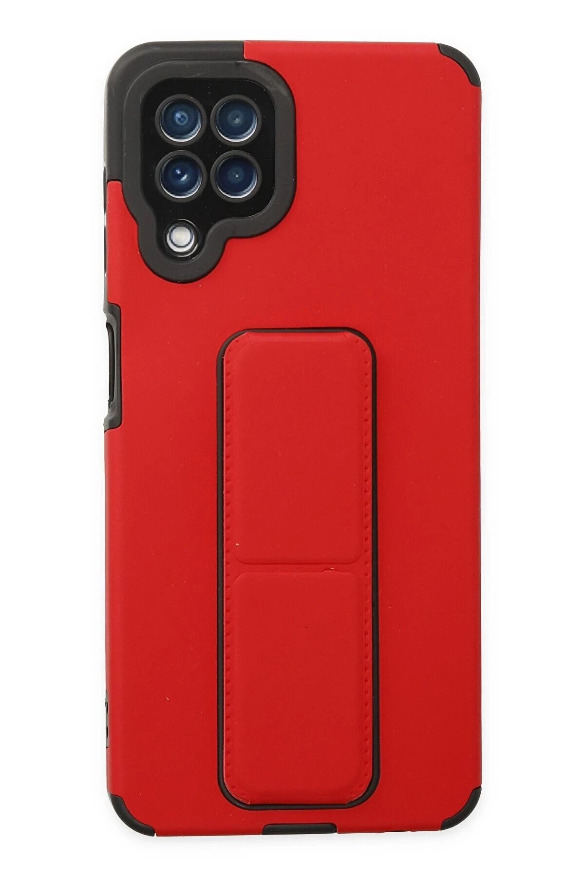 CepteToptan Samsung Galaxy A22 Kılıf Mega Standlı Silikon - Kırmızı - DROPX7179-2087