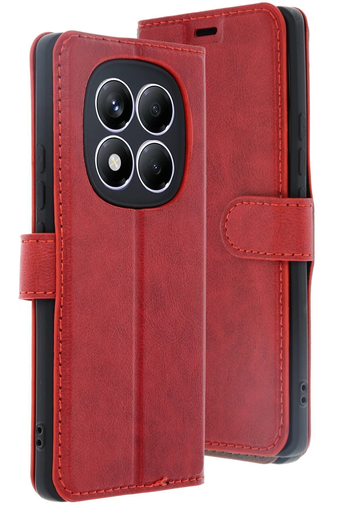 CepteToptan Xiaomi Redmi Note 14 Pro 4G Kılıf Trend S Plus Kapaklı Kılıf - Kırmızı - DROPX6539-9702