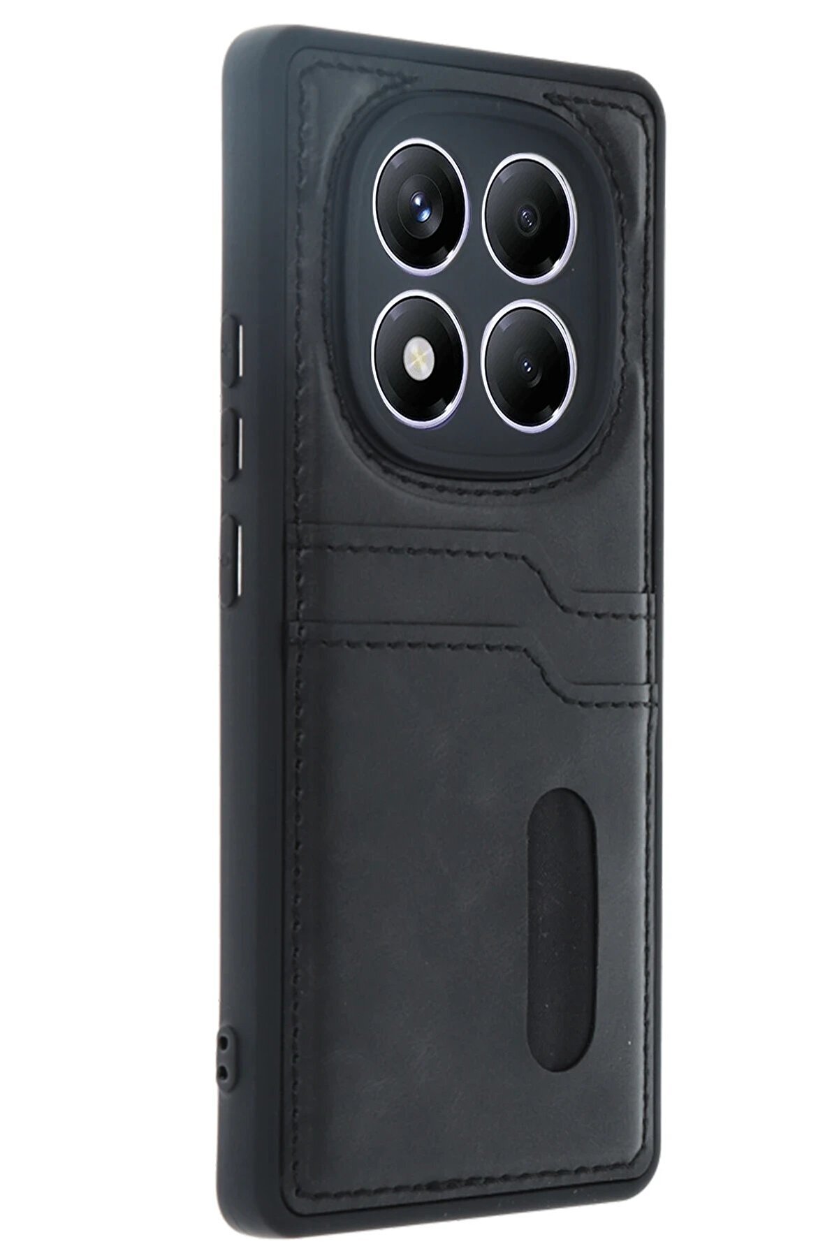 CepteToptan Xiaomi Redmi Note 14 Pro 4G Kılıf Sara Kartvizitli Deri Kılıf - Siyah - DROPX9038-3089