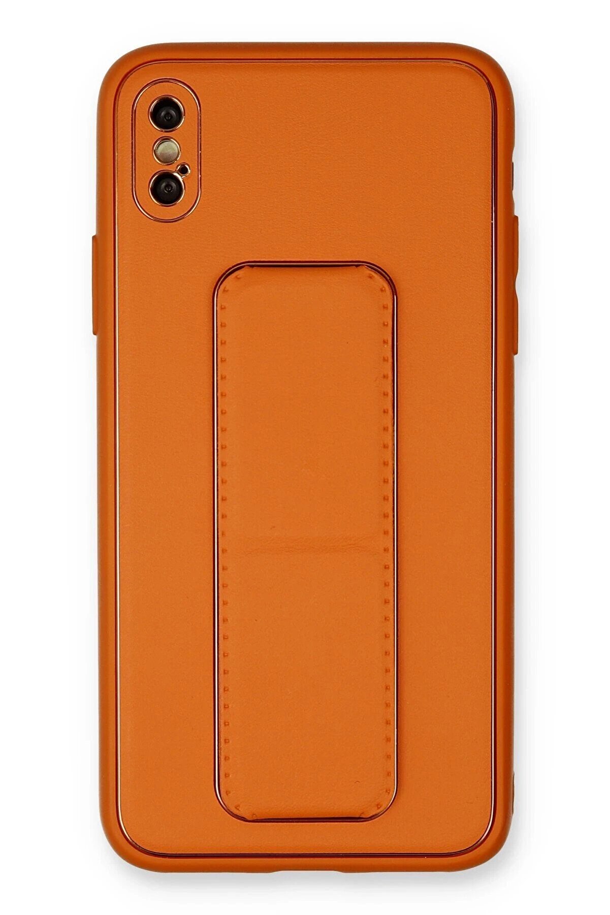 CepteToptan iPhone XS Max Kılıf Coco Deri Standlı Kapak - Turuncu - DROPX7054-2545