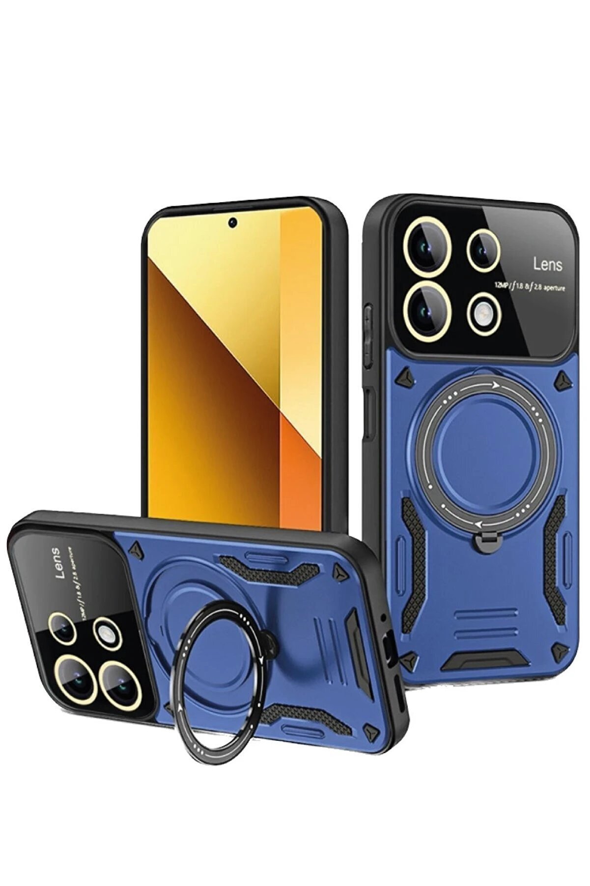 CepteToptan Xiaomi Redmi Note 13 4G Kılıf Joy Lens Standlı Kapak - Lacivert - DROPX4861-7413