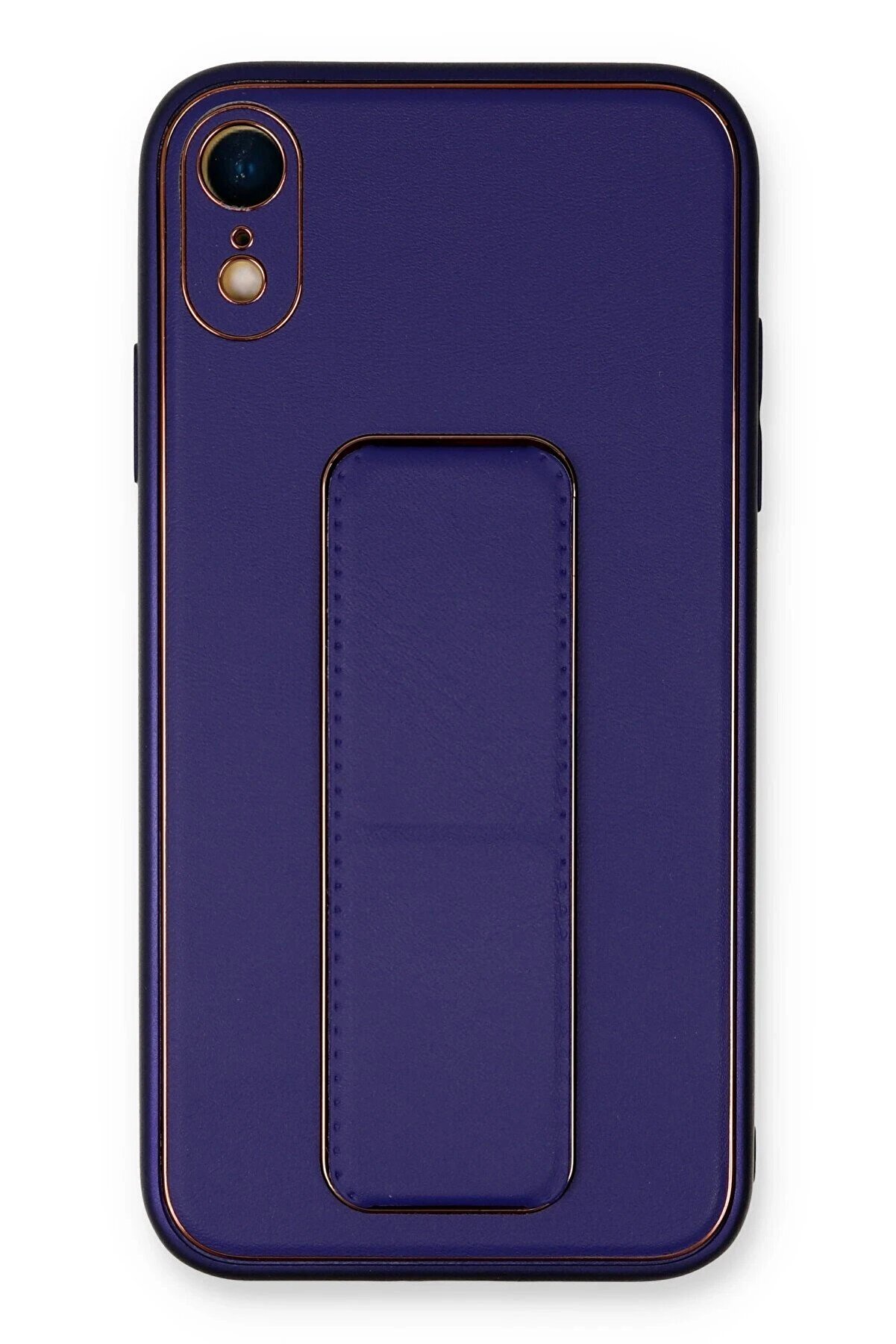 CepteToptan iPhone XR Kılıf Coco Deri Standlı Kapak - Mor - DROPX2629-1265