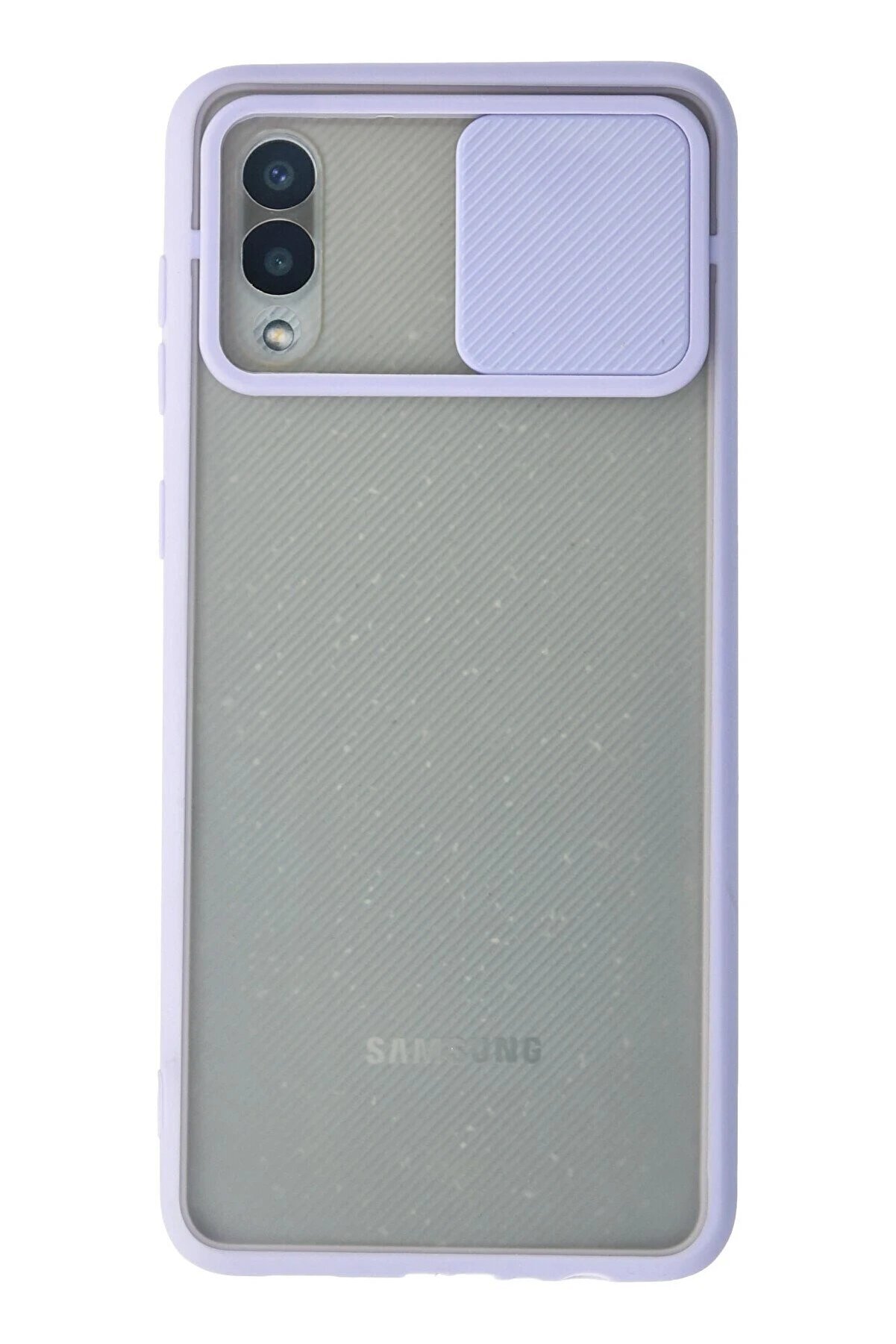 CepteToptan Samsung Galaxy A02 Kılıf Palm Buzlu Kamera S&uuml;rg&uuml;l&uuml; Silikon - Lila - DROPX3864-4723