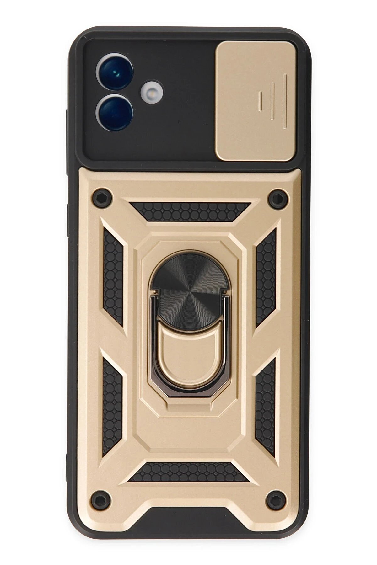 CepteToptan Samsung Galaxy A04 Kılıf Pars Lens Yüzüklü Silikon - Gold - DROPX4204-2037