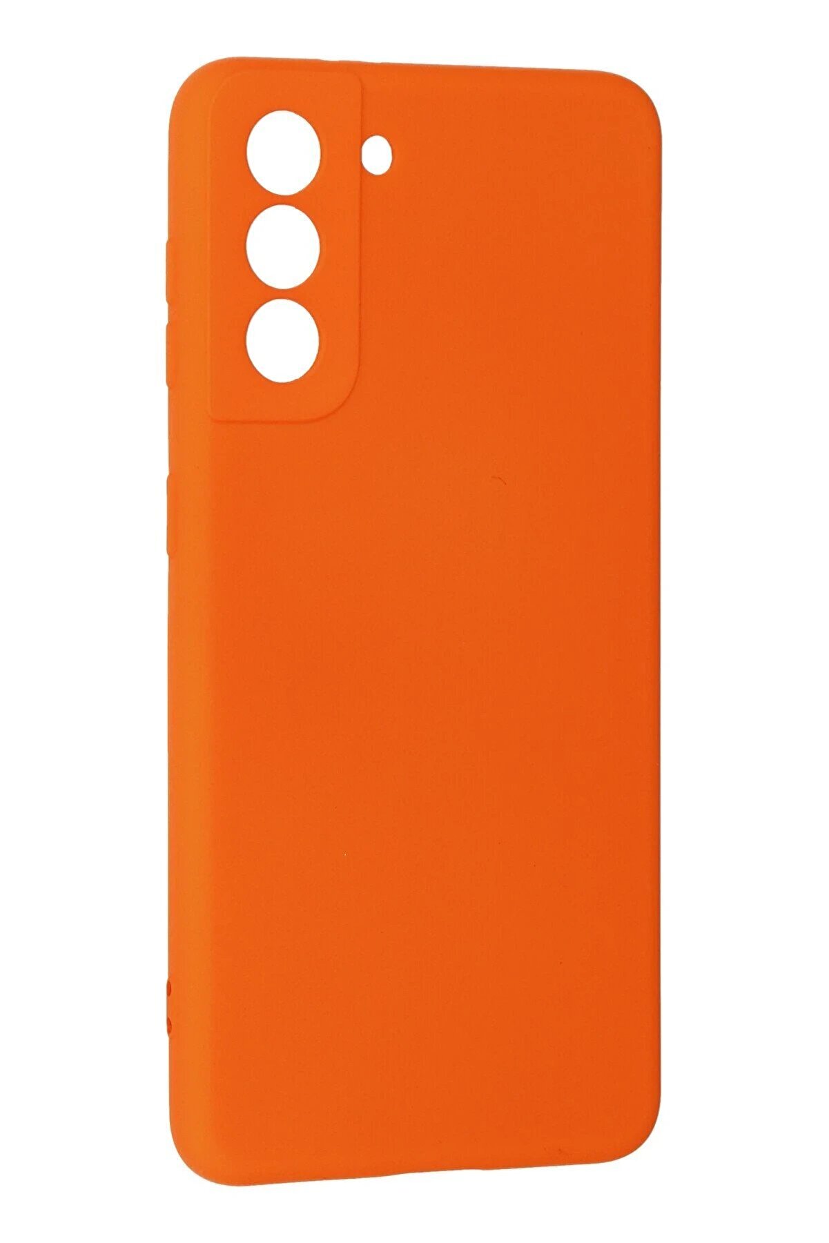Samsung Galaxy S21 Kılıf Nano İçi̇ Kadi̇fe Si̇li̇kon - Turuncu - Dropx5723-6274