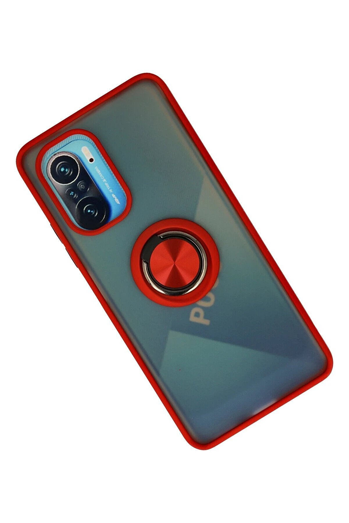 Xi̇aomi̇ Redmi̇ K40 Kılıf Montreal Yüzüklü Si̇li̇kon Kapak - Kırmızı - Dropx3564-4030