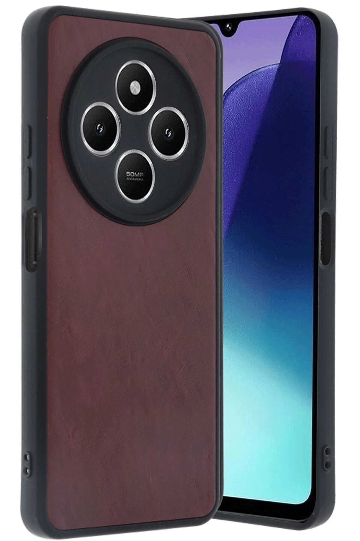 CepteToptan Xiaomi Redmi 14C Kılıf Aras Deri Kapak - Bordo - DROPX4694-4304